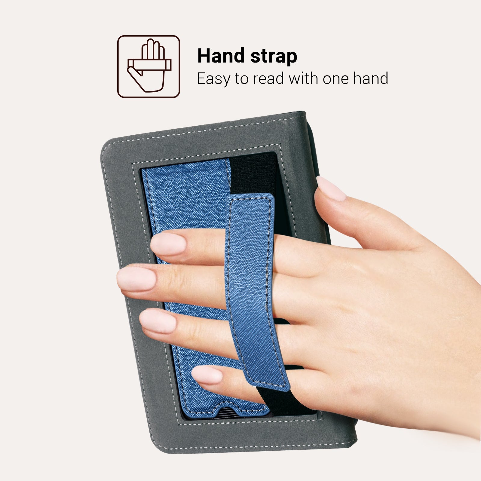 Kindle Basic (2022/2024 6 INCH) Case With Stand#Color_Cross Texture Dark Blue