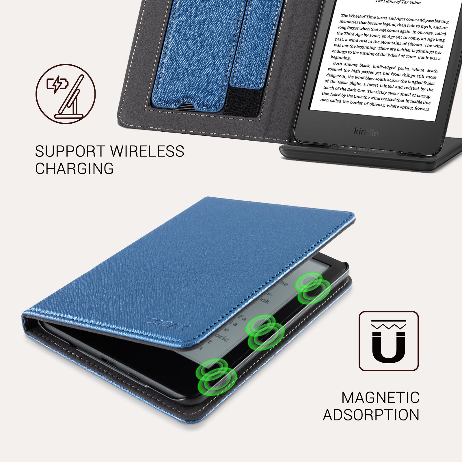 Kindle Basic (2022/2024 6 INCH) Case With Stand#Color_Cross Texture Dark Blue