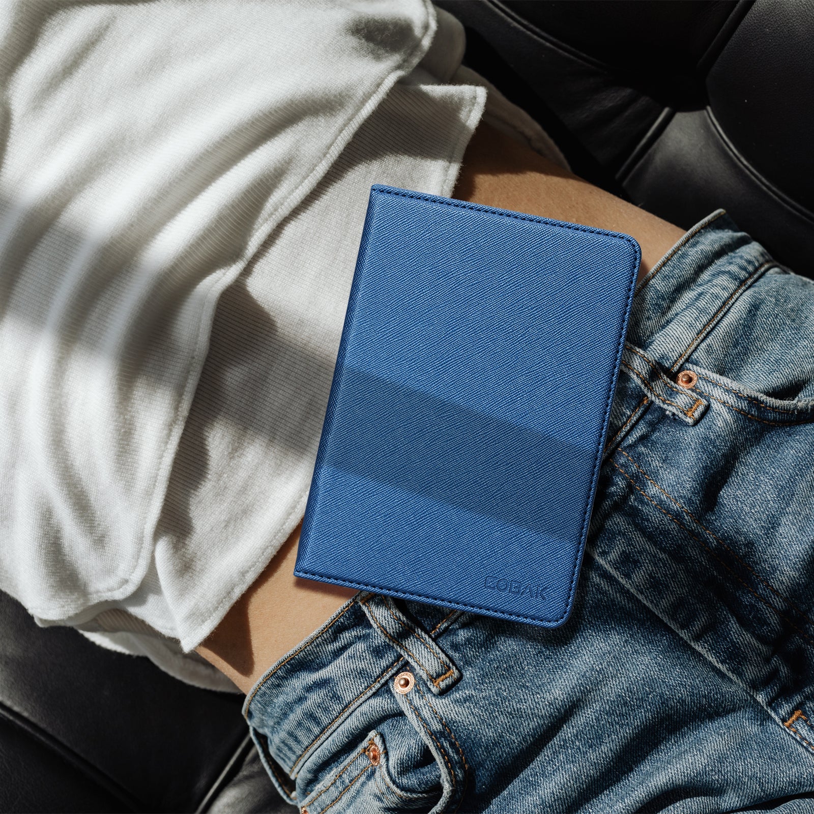 Kindle Basic (2022/2024 6 INCH) Case With Stand#Color_Cross Texture Dark Blue