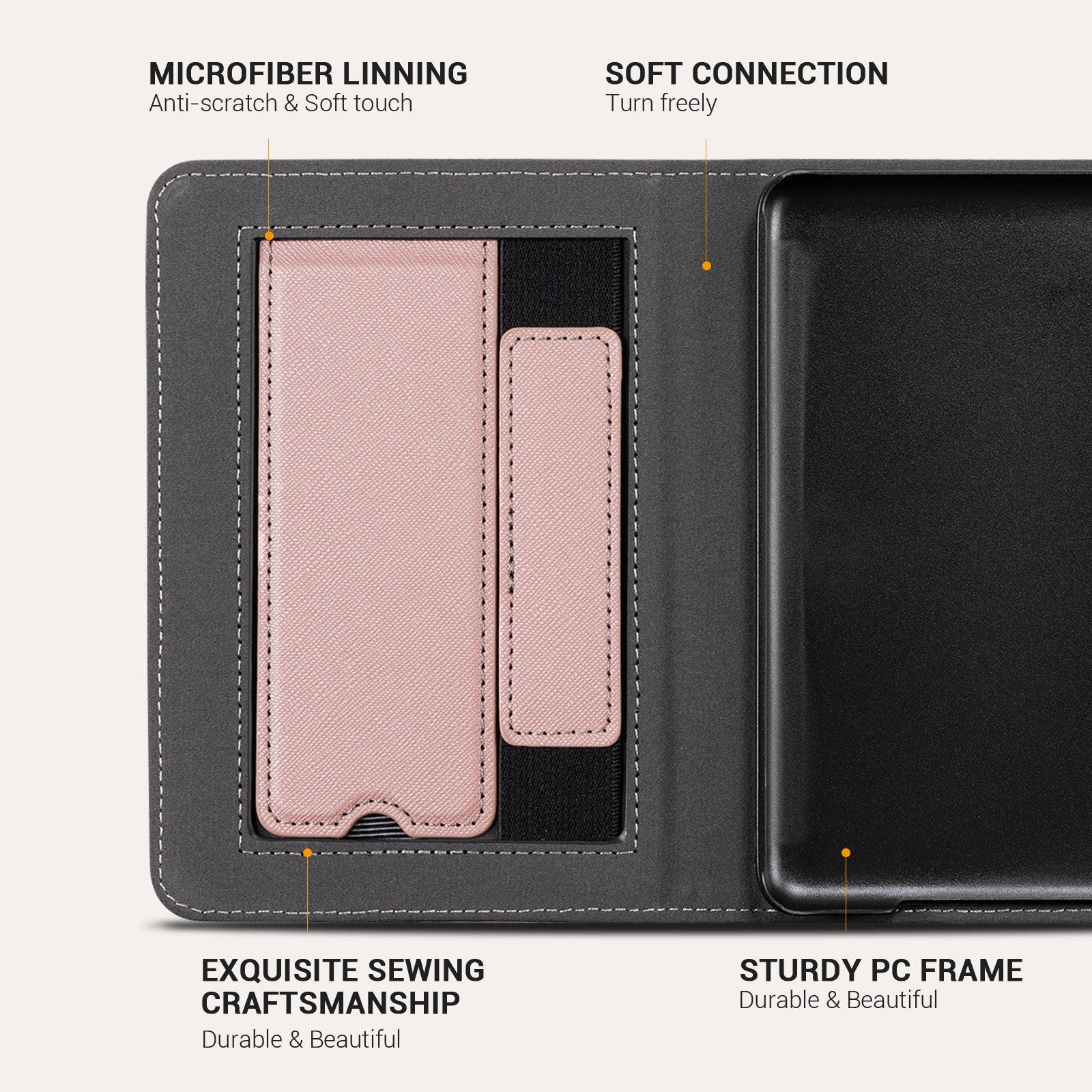Kindle Basic (2022/2024 6 INCH) Case With Stand#Color_Cross Texture Rose Gold