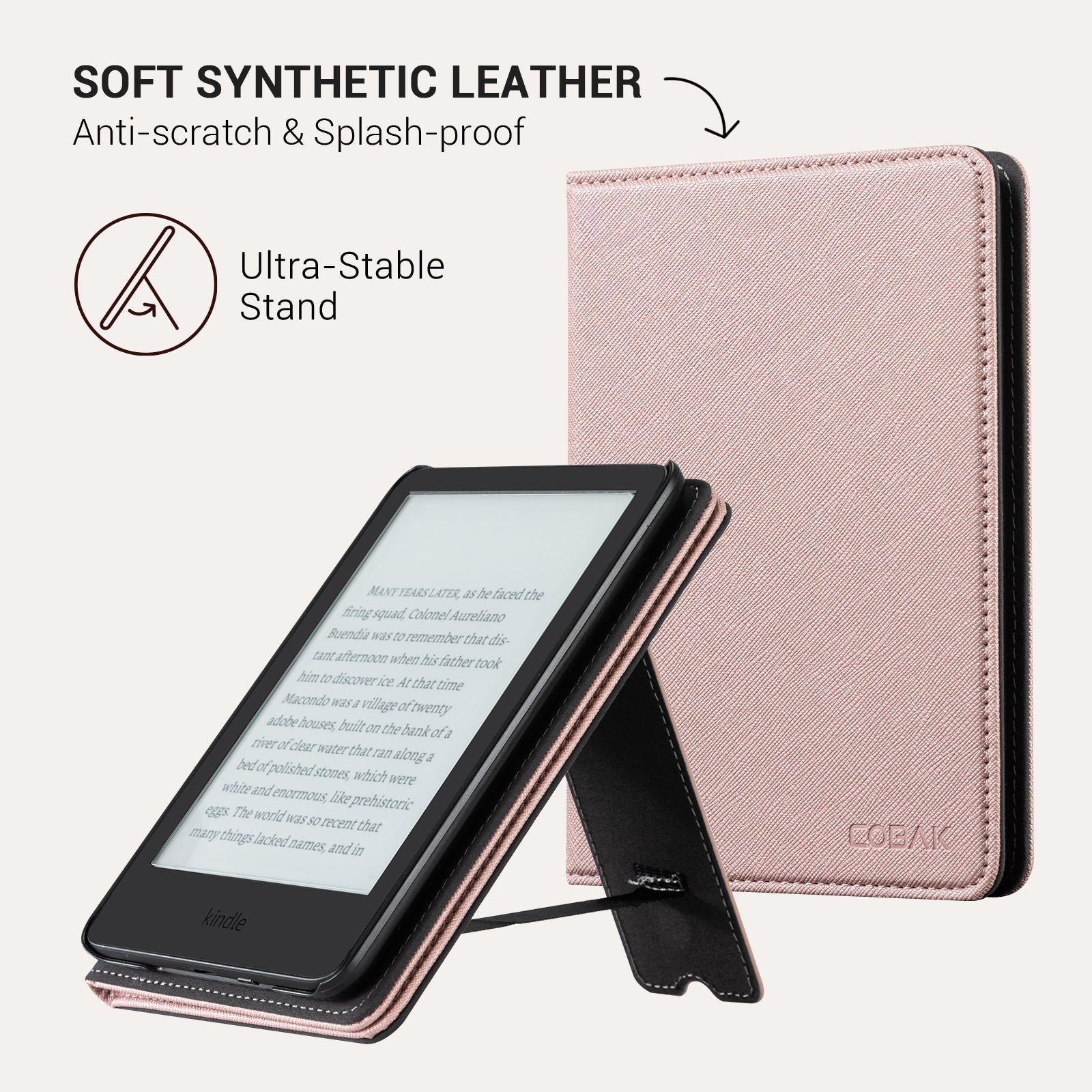 Kindle Basic (2022/2024 6 INCH) Case With Stand#Color_Cross Texture Rose Gold