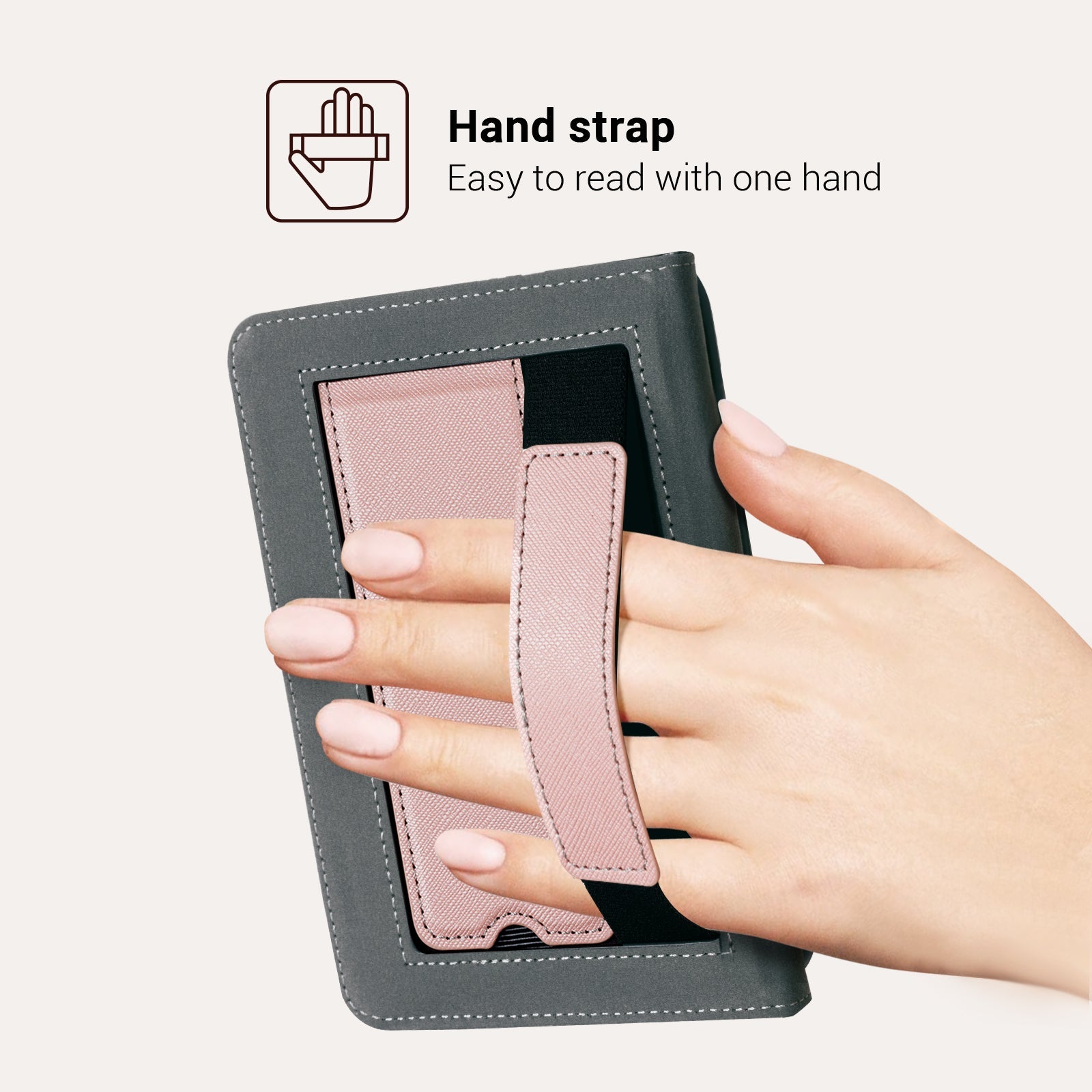 Kindle Basic (2022/2024 6 INCH) Case With Stand#Color_Cross Texture Rose Gold