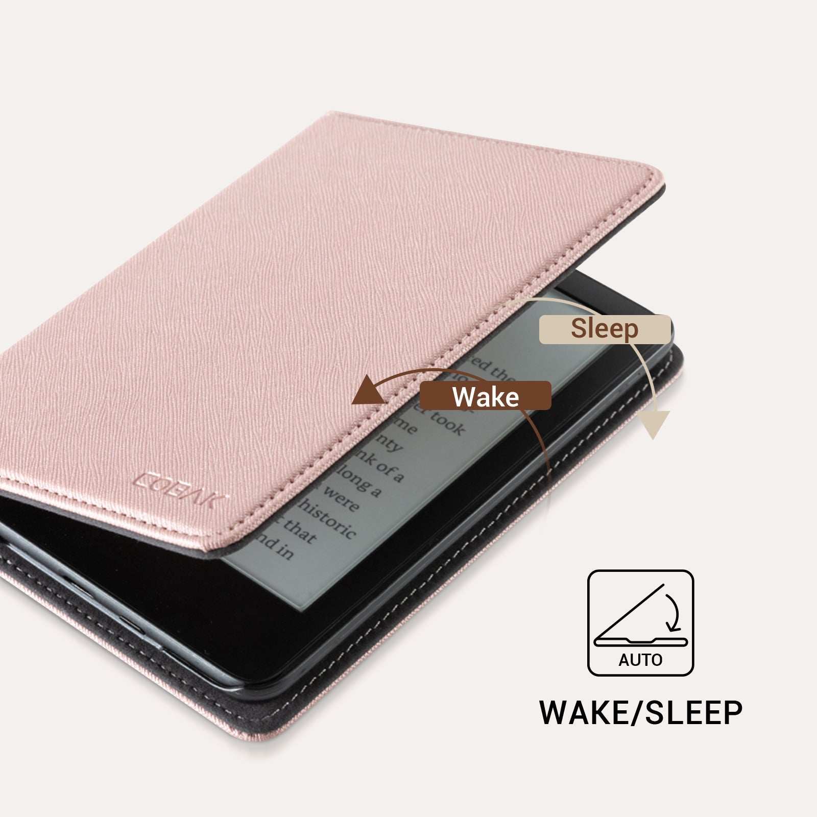 Kindle Basic (2022/2024 6 INCH) Case With Stand#Color_Cross Texture Rose Gold