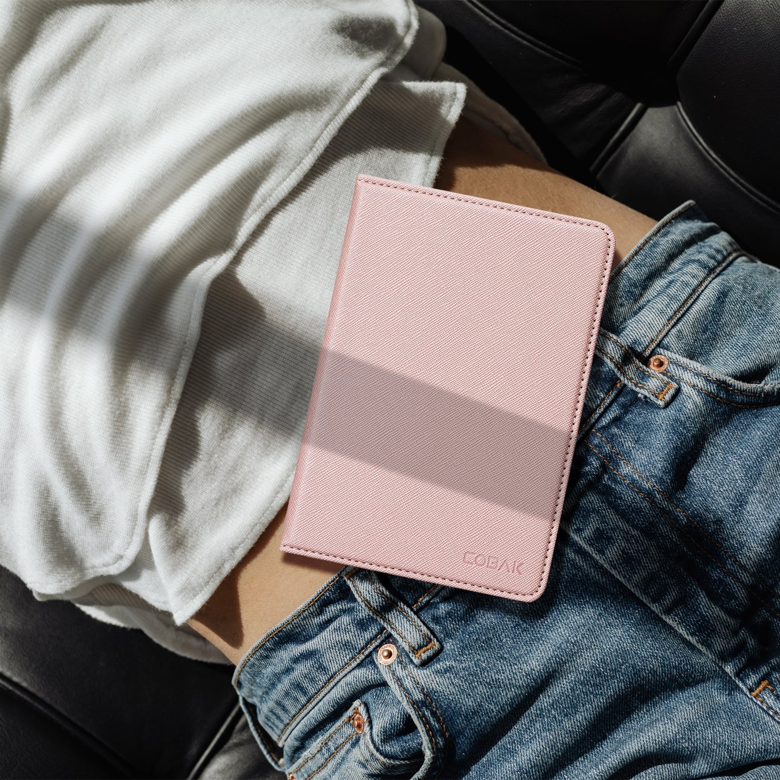 Kindle Basic (2022/2024 6 INCH) Case With Stand#Color_Cross Texture Rose Gold