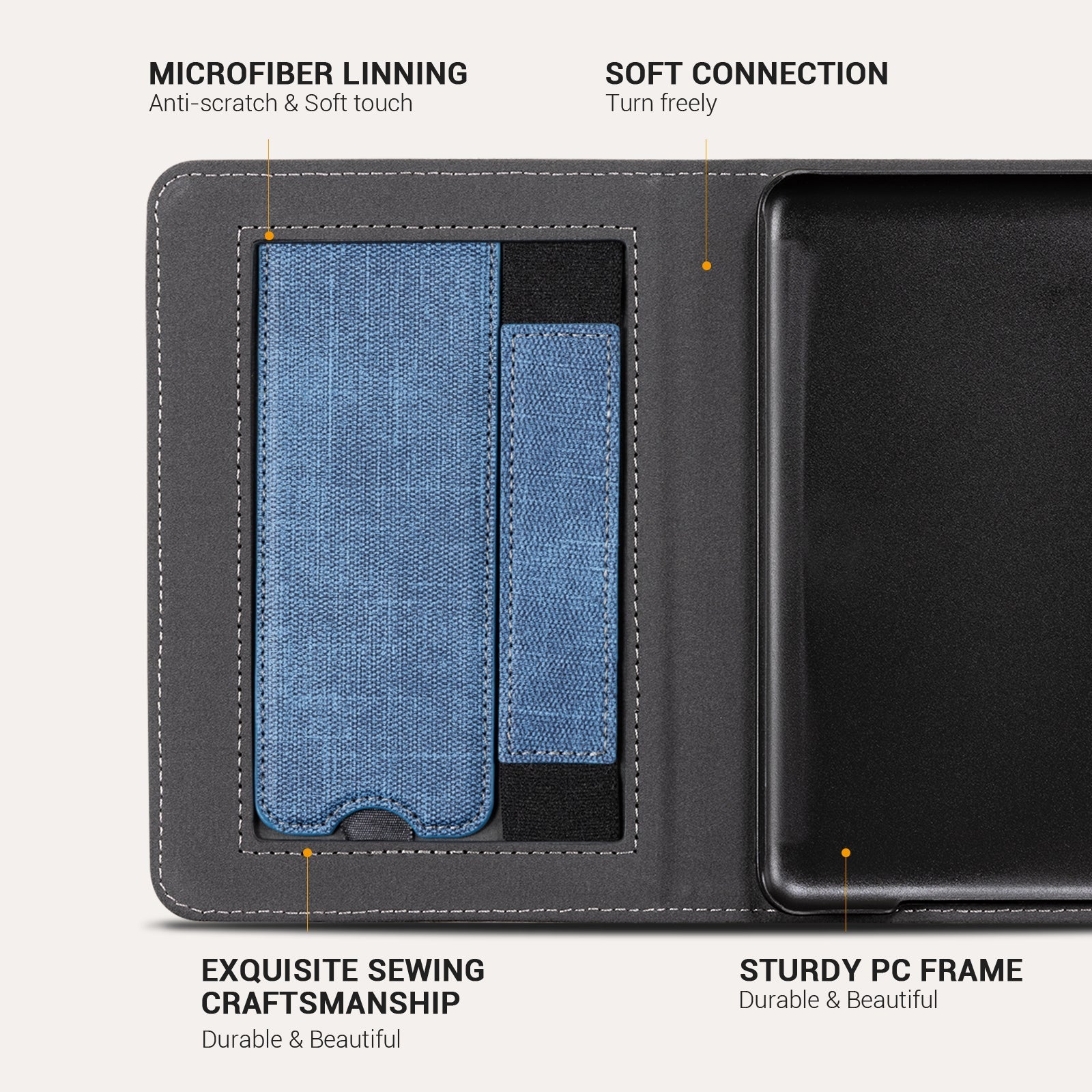 Kindle Basic (2022/2024 6 INCH) Case With Stand#Color_Fabric Blue