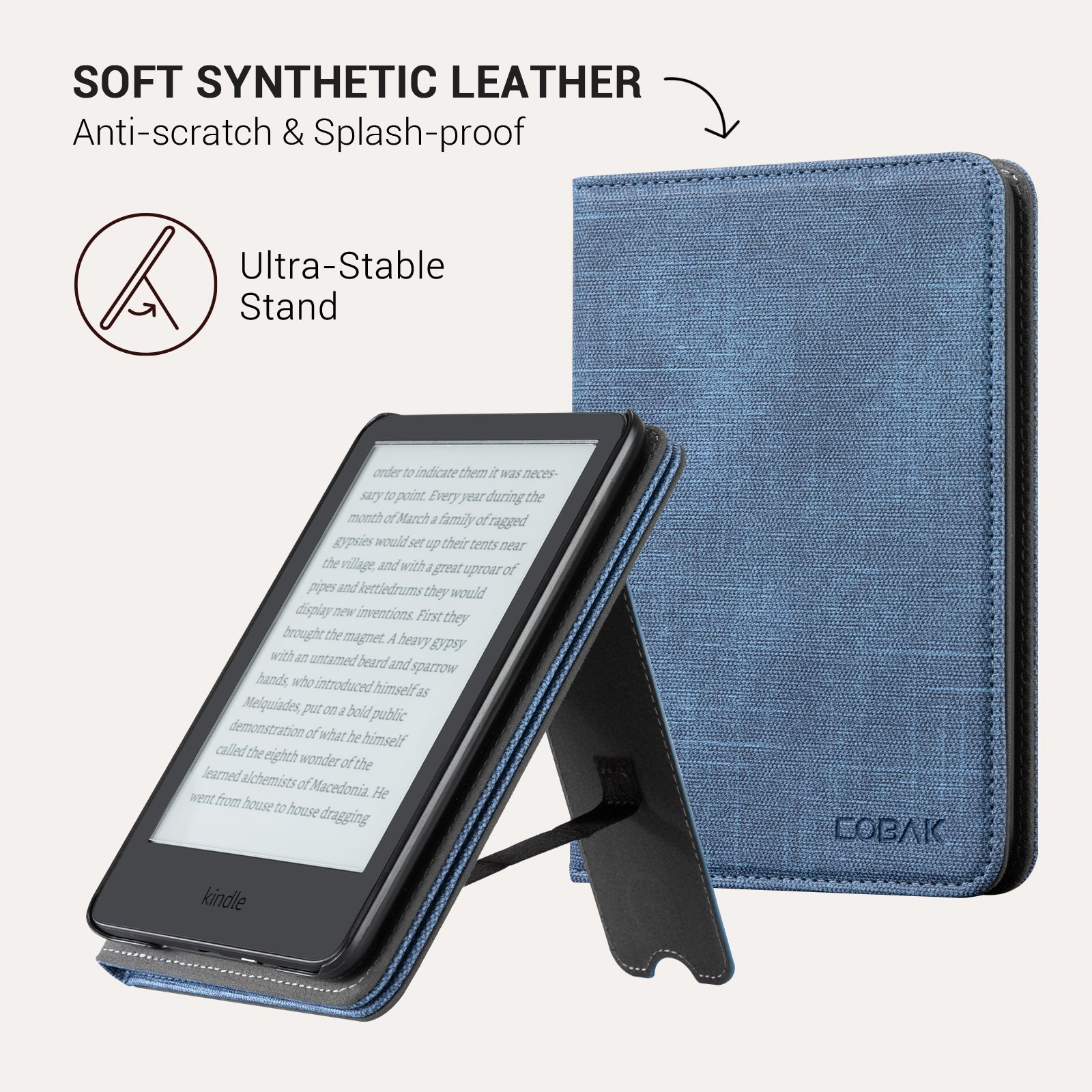 Kindle Basic (2022/2024 6 INCH) Case With Stand#Color_Fabric Blue