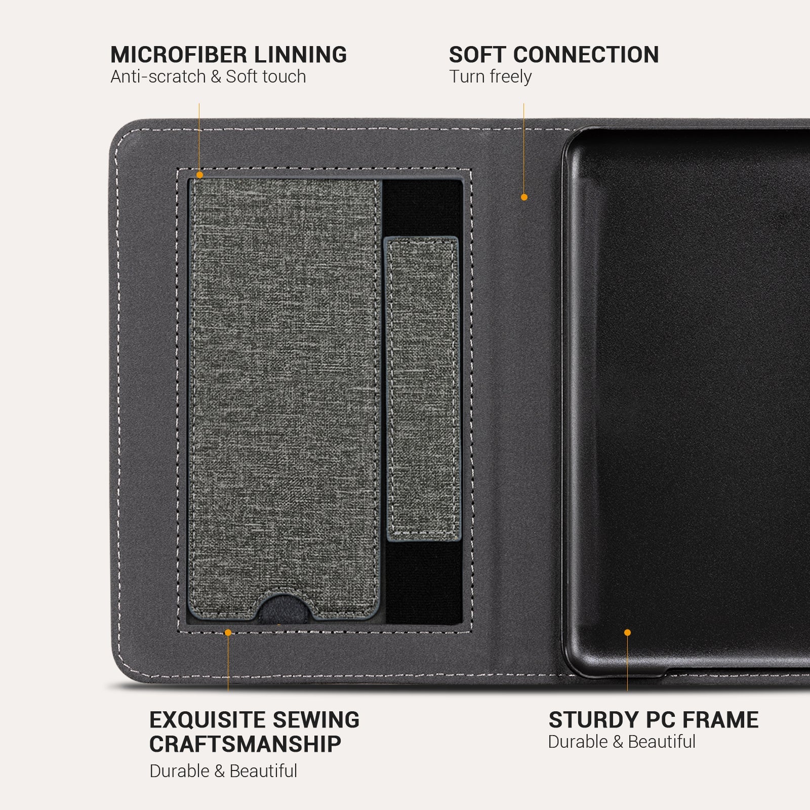 Kindle Basic (2022/2024 6 INCH) Case With Stand#Color_Fabric Gray