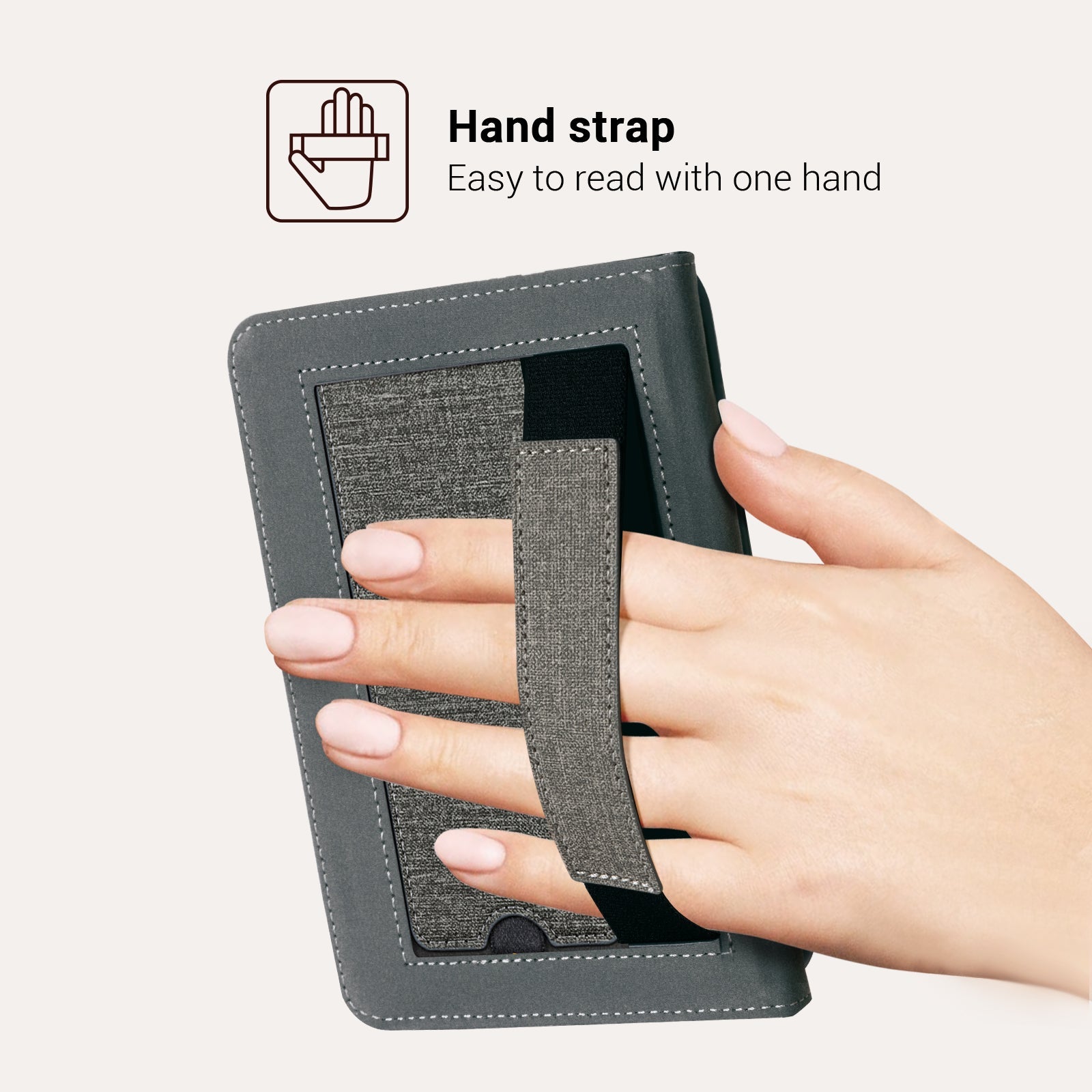 Kindle Basic (2022/2024 6 INCH) Case With Stand#Color_Fabric Gray
