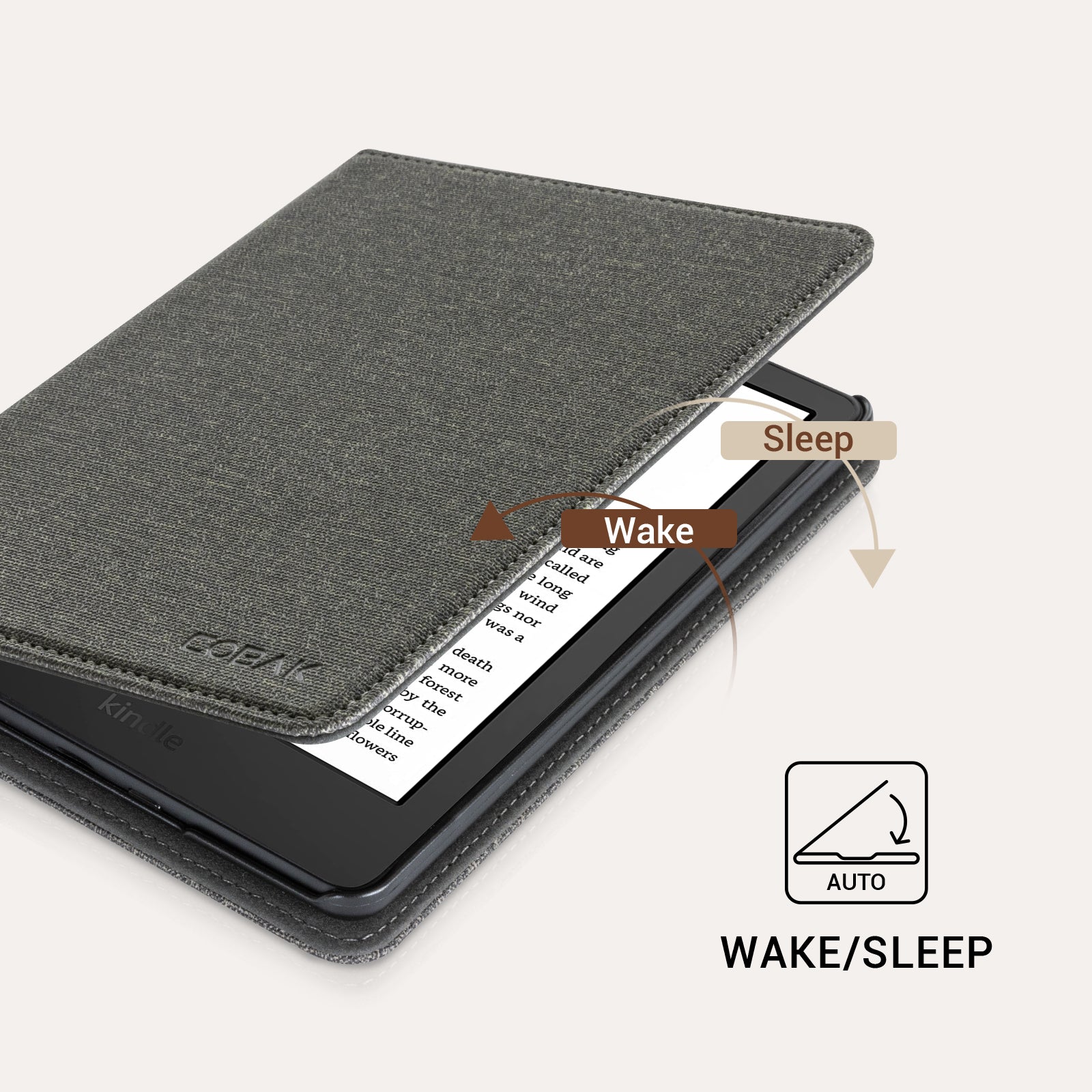Kindle Basic (2022/2024 6 INCH) Case With Stand#Color_Fabric Gray