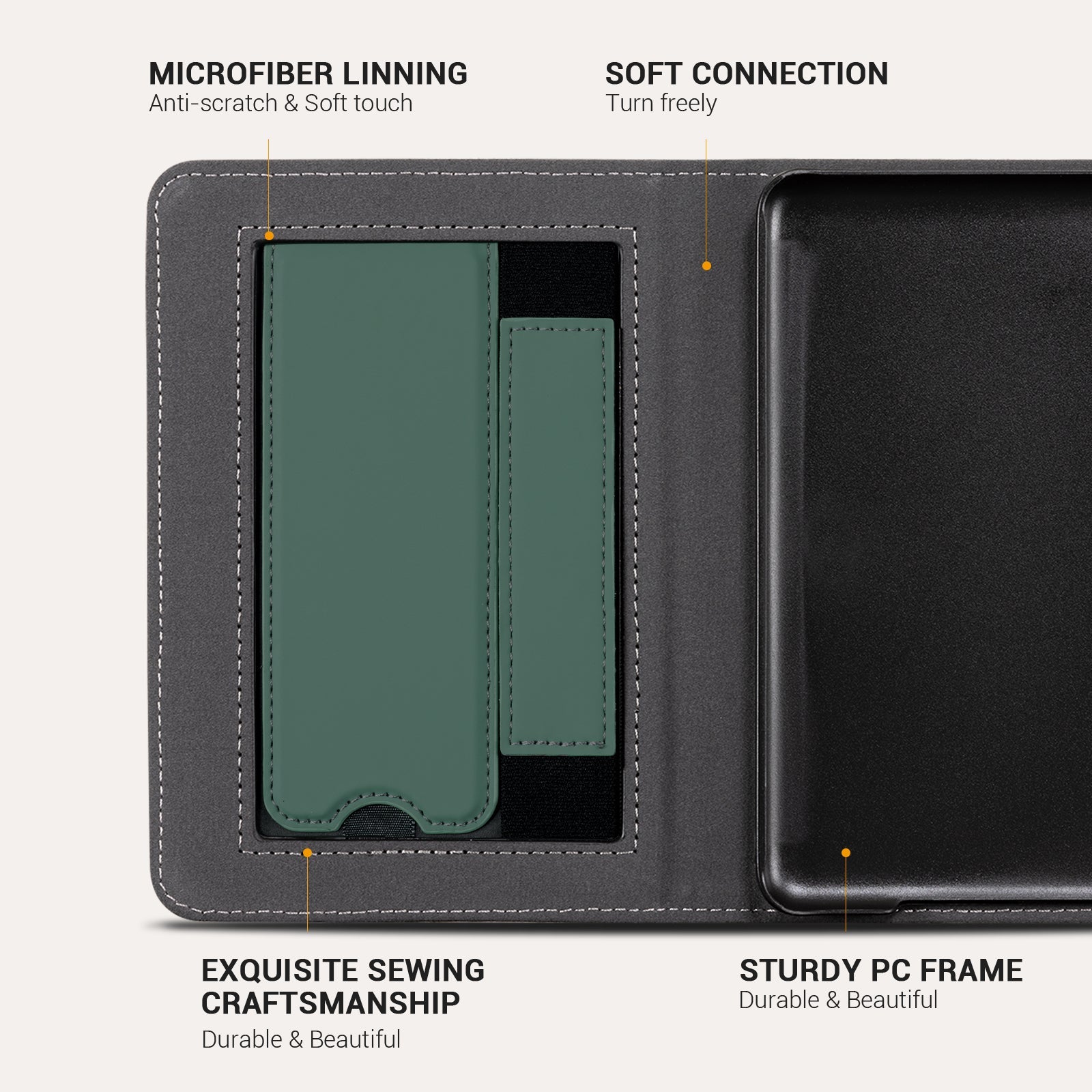 Kindle Basic (2022/2024 6 INCH) Case With Stand#Color_Ink Green