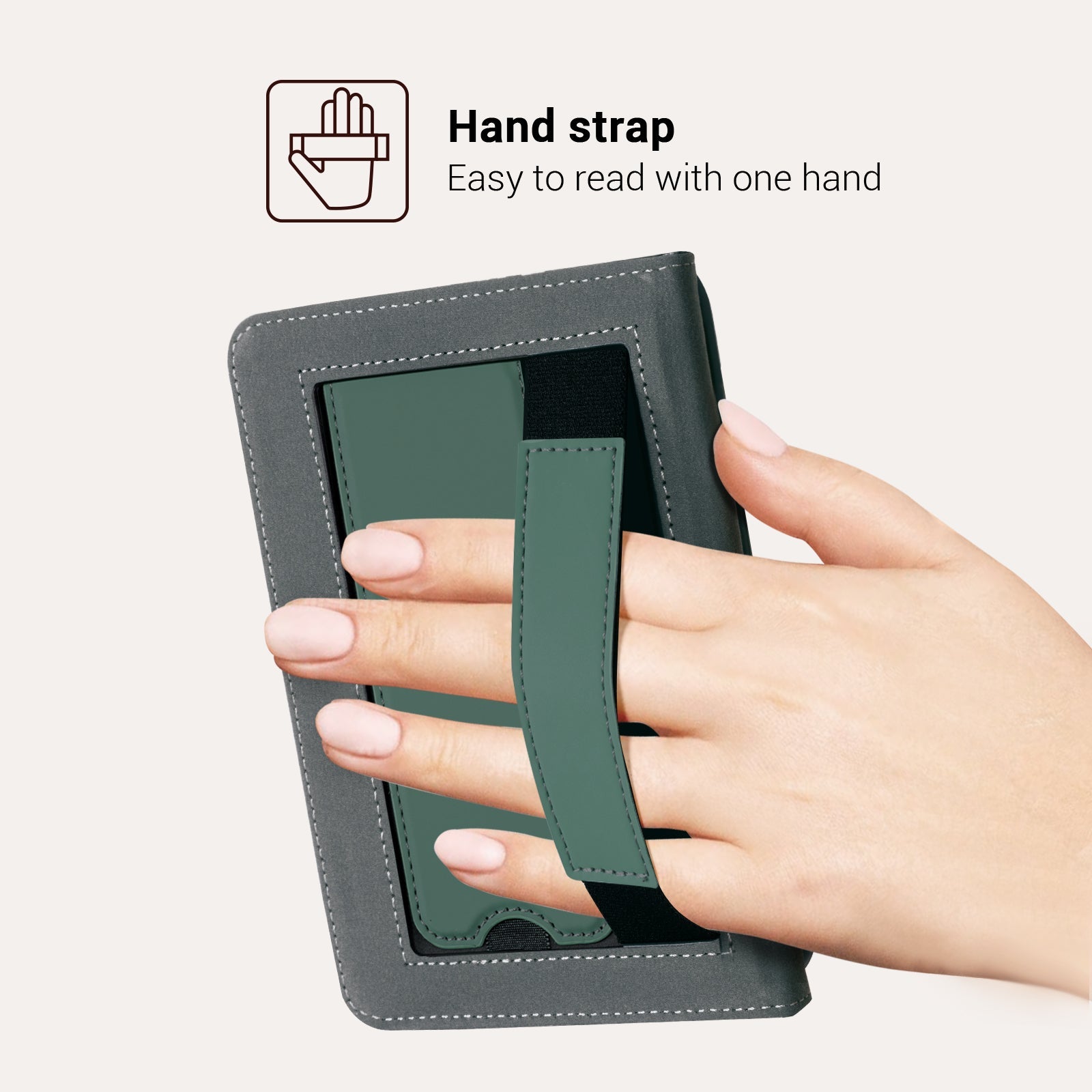 Kindle Basic (2022/2024 6 INCH) Case With Stand#Color_Ink Green