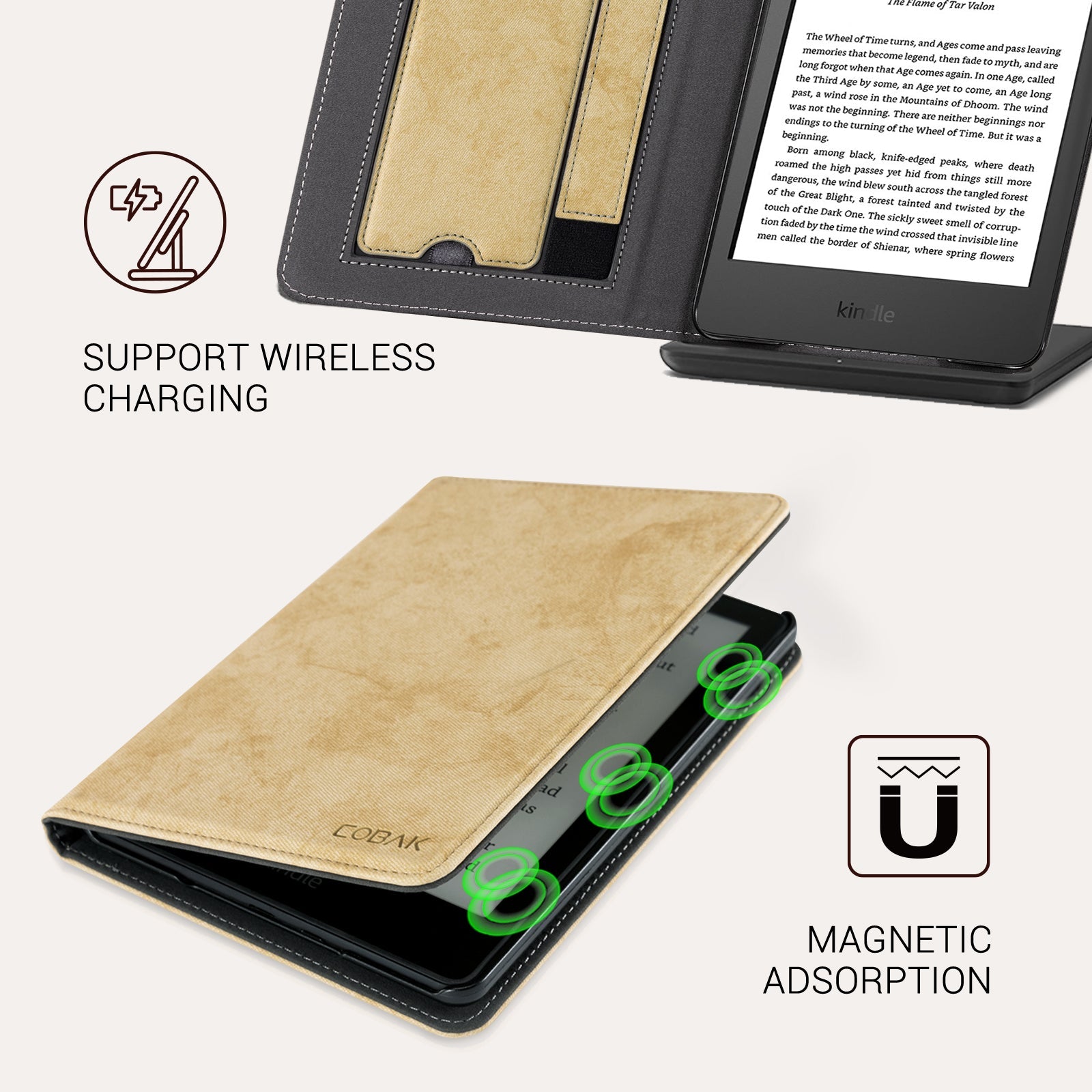 Kindle Basic (2022/2024 6 INCH) Case With Stand#Color_Linen