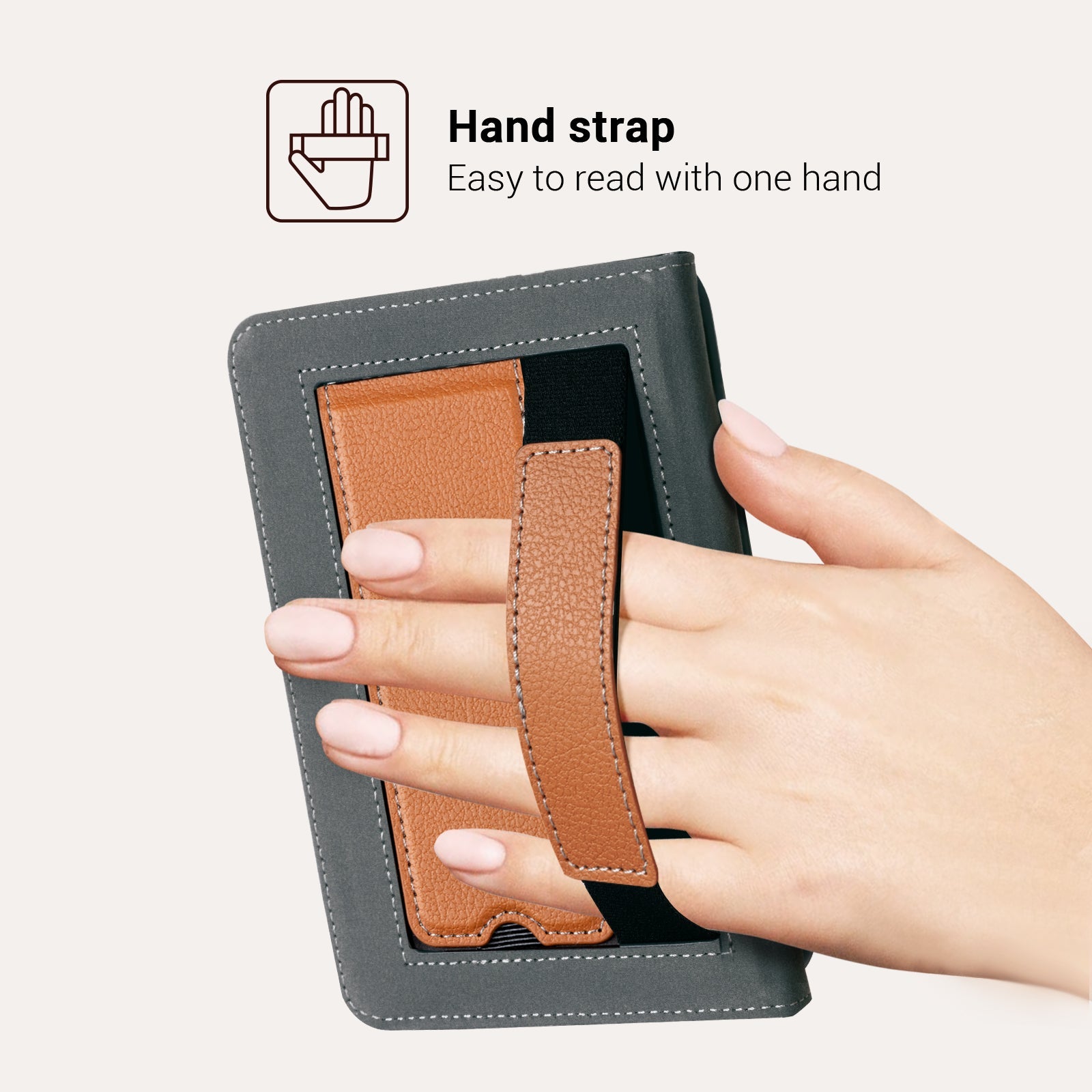 Kindle Basic (2022/2024 6 INCH) Case With Stand#Color_Lychee Texture Brown