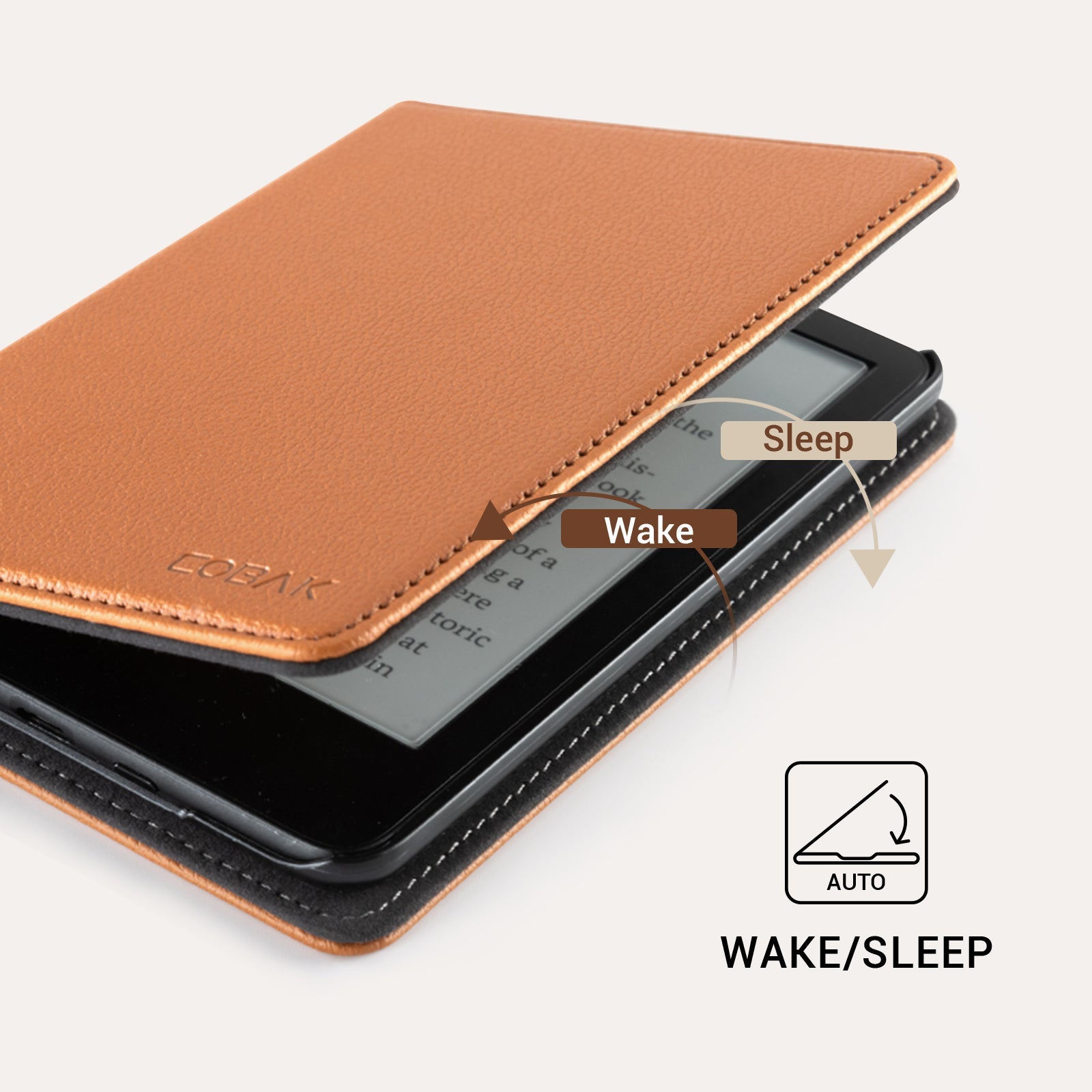 Kindle Basic (2022/2024 6 INCH) Case With Stand#Color_Lychee Texture Brown
