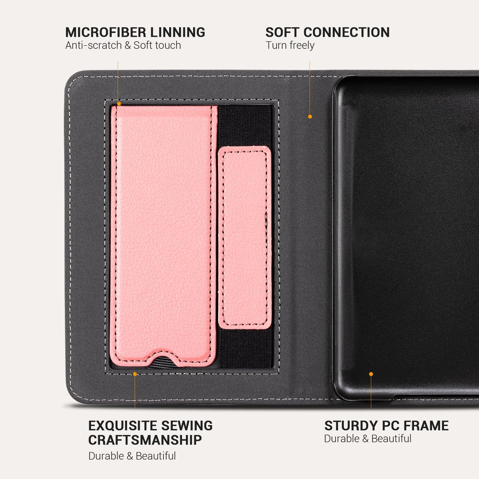 Kindle Basic (2022/2024 6 INCH) Case With Stand#Color_Lychee Texture Pink