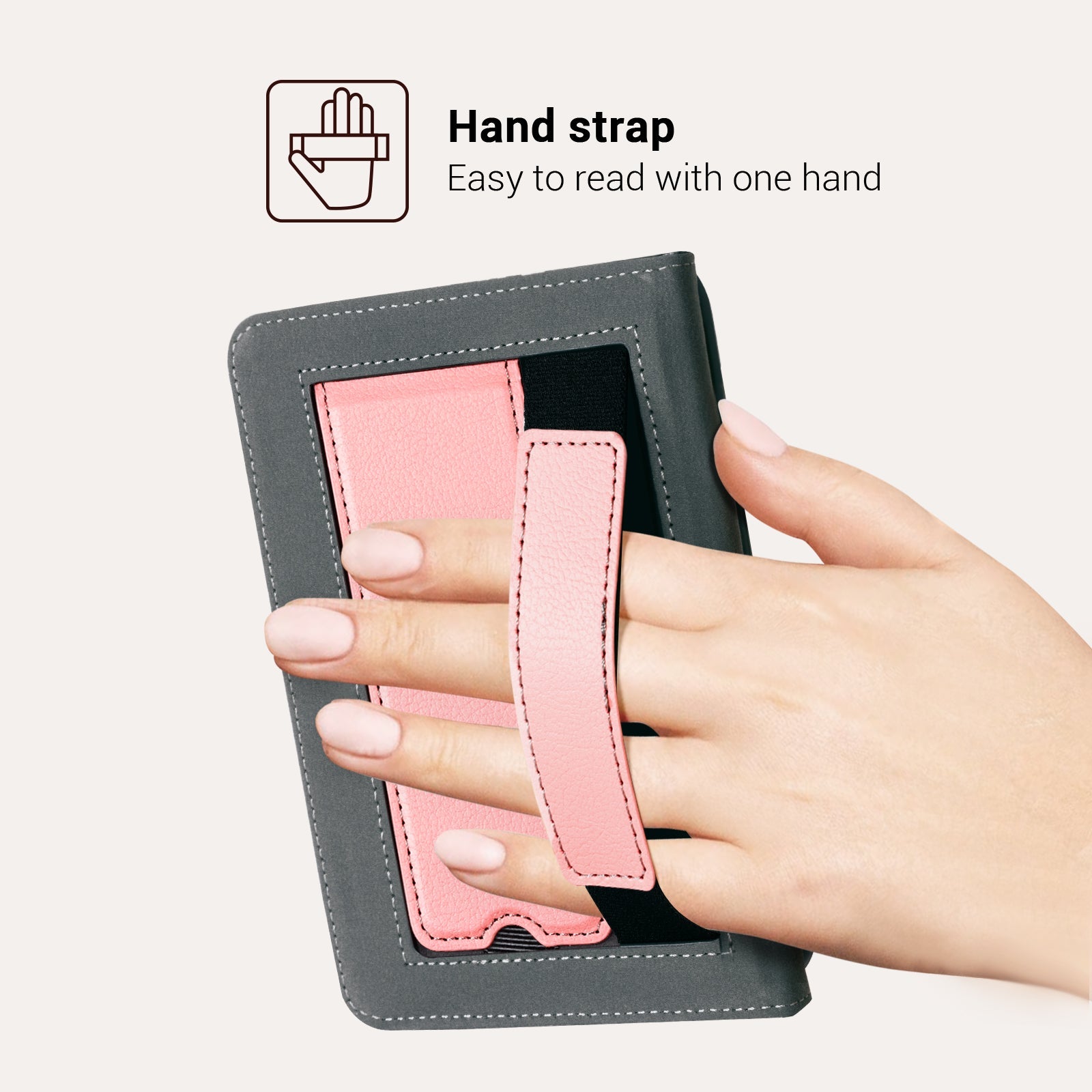 Kindle Basic (2022/2024 6 INCH) Case With Stand#Color_Lychee Texture Pink