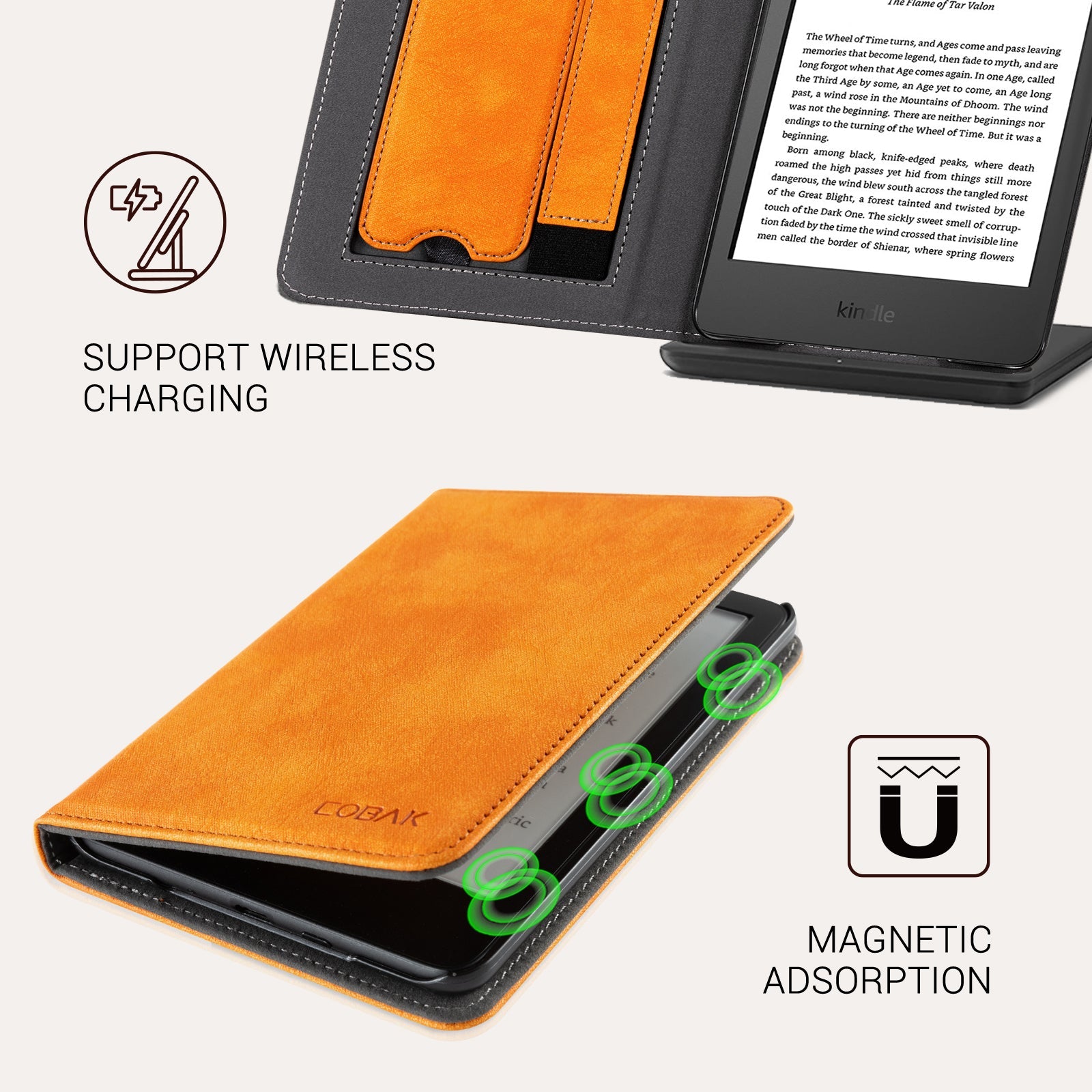 Kindle Basic (2022/2024 6 INCH) Case With Stand#Color_Orange