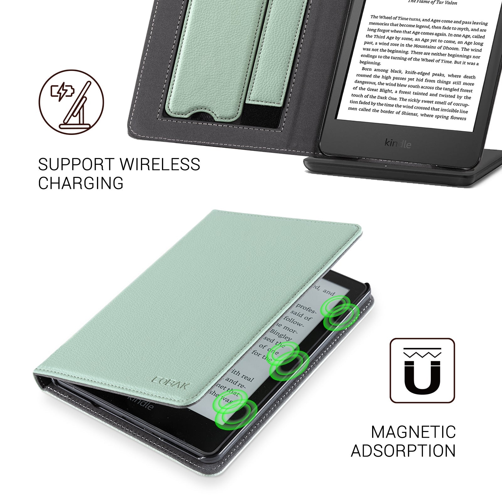 Kindle Basic (2022/2024 6 INCH) Case With Stand#Color_Sage Green