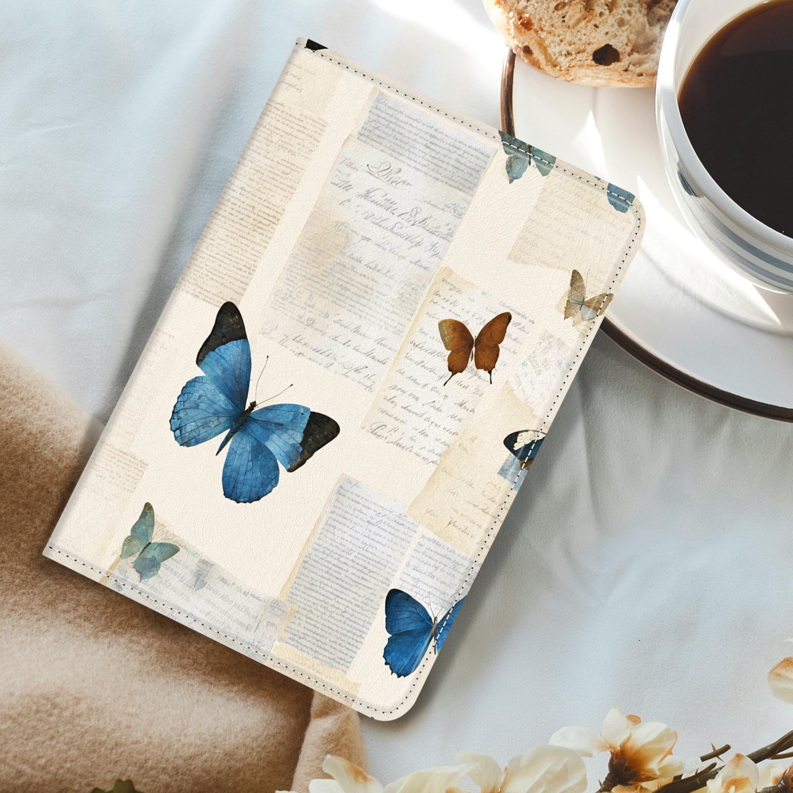 Eden Beige Butterfly Kindle Basic 6 Inch Case With Stand