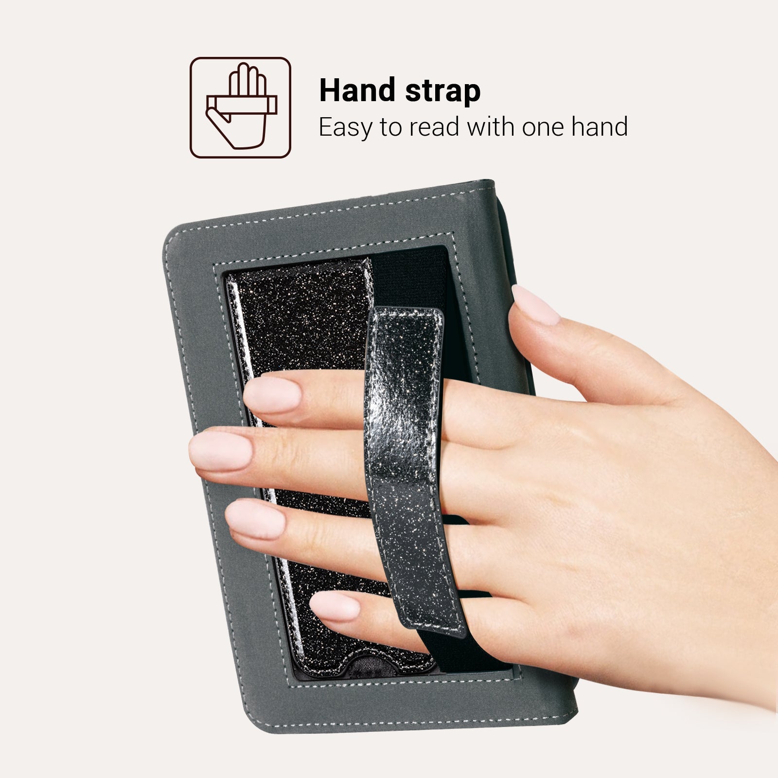 Senyu Black Glitter Kindle Basic 6 Inch Case With Stand