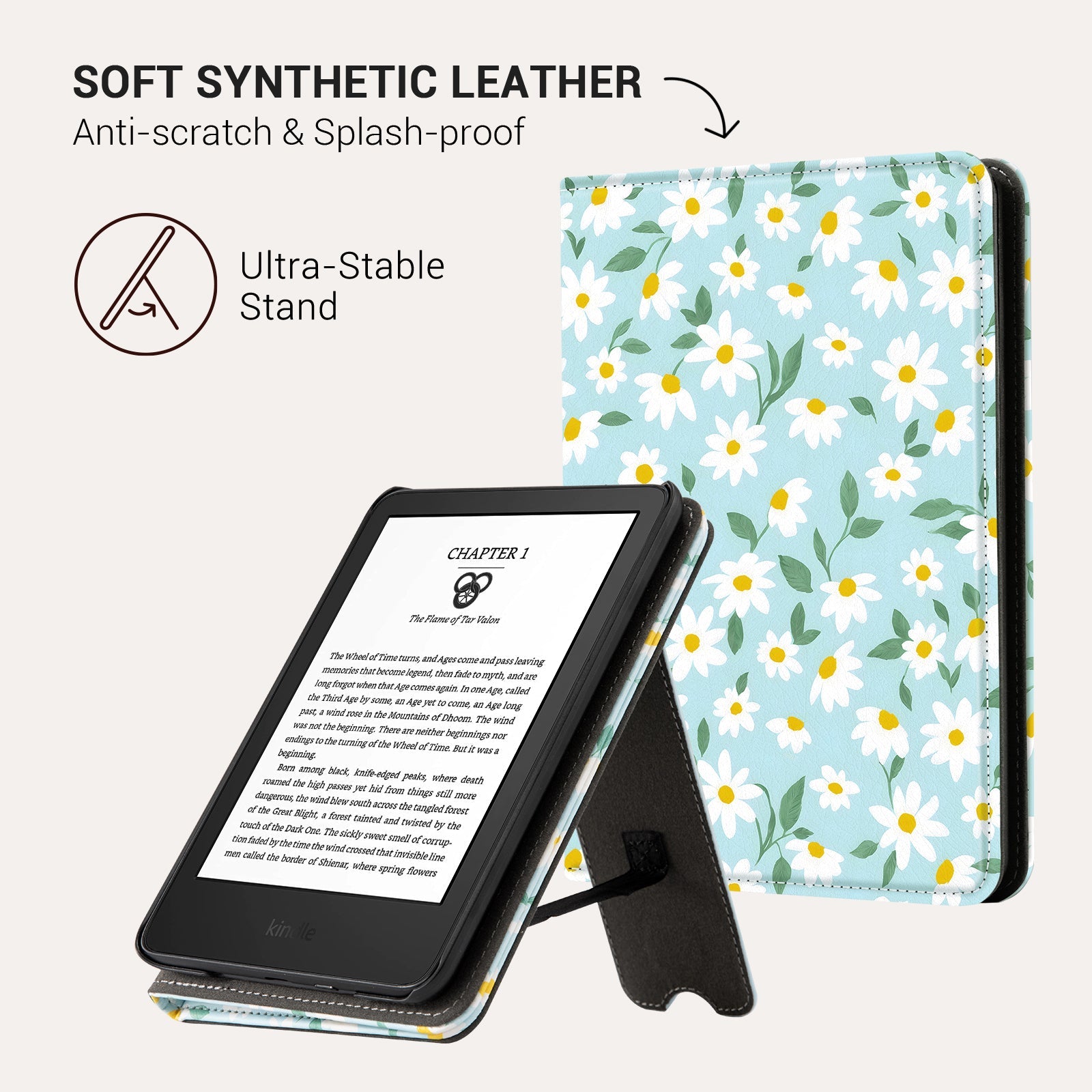 Eden Blue Dasiy Kindle Basic 6 Inch Case With Stand