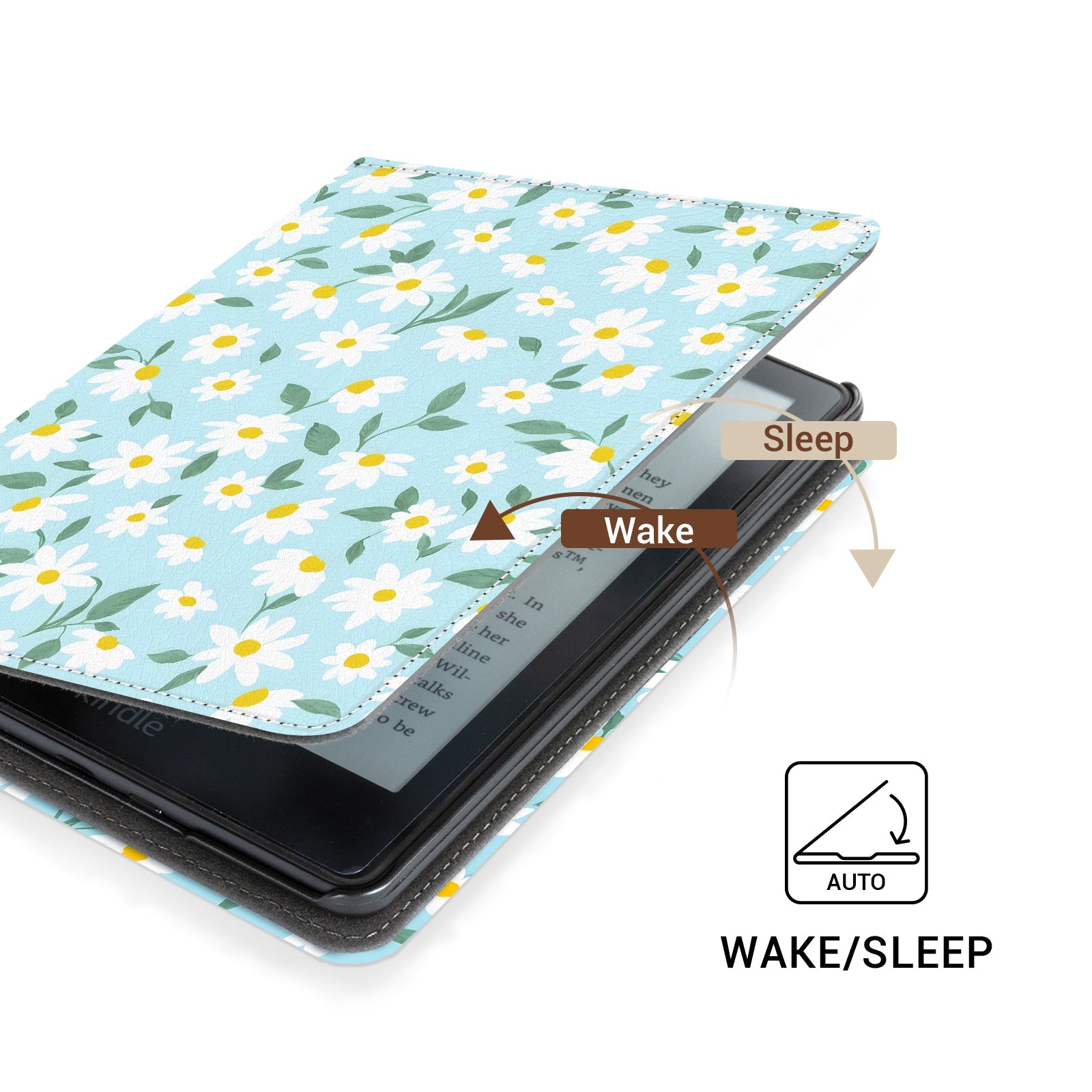 Eden Blue Dasiy Kindle Basic 6 Inch Case With Stand