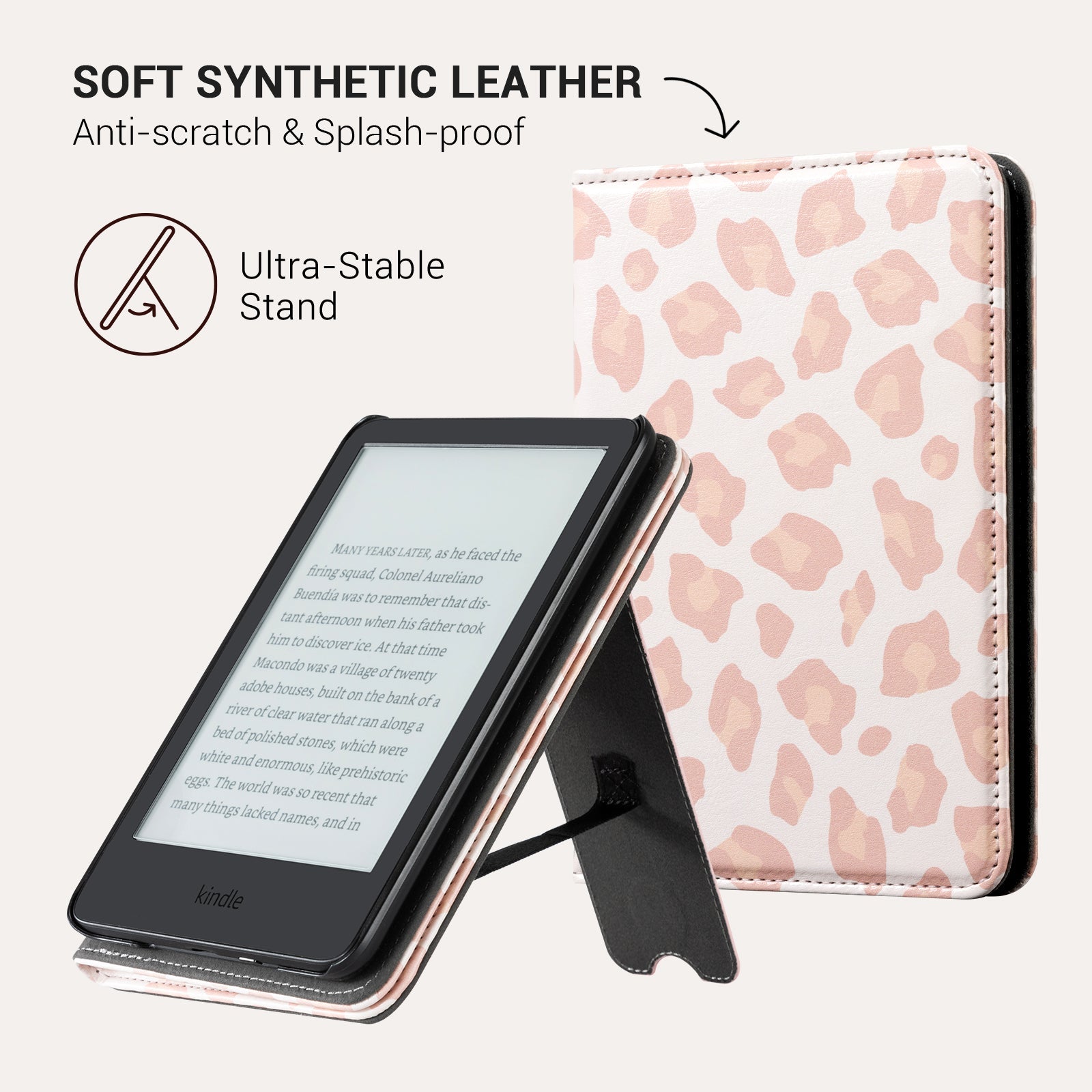 Ego Pink Leopard Kindle Basic 6 Inch Case With Stand