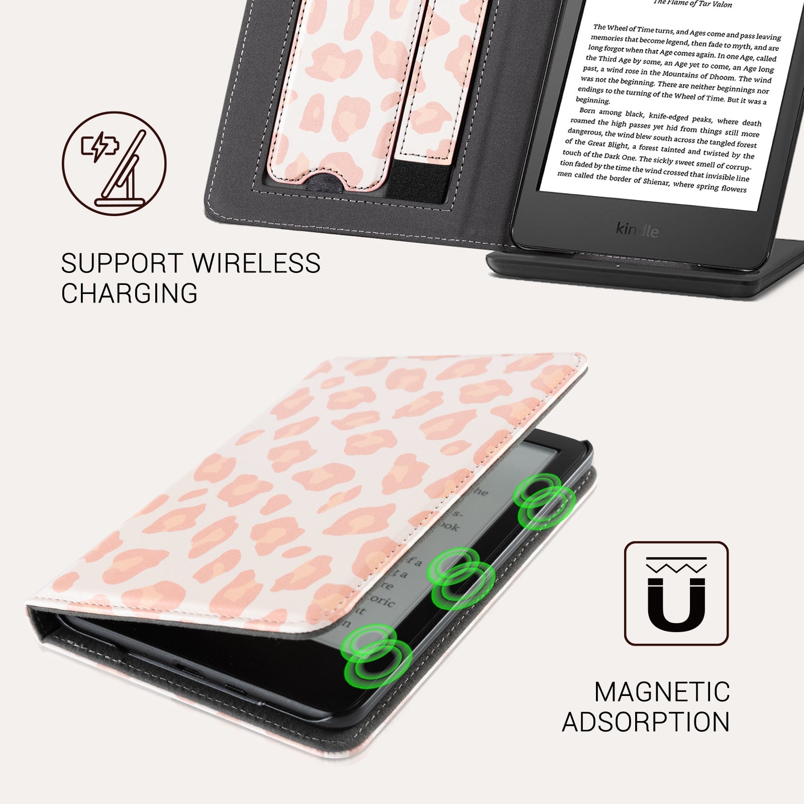 Ego Pink Leopard Kindle Basic 6 Inch Case With Stand