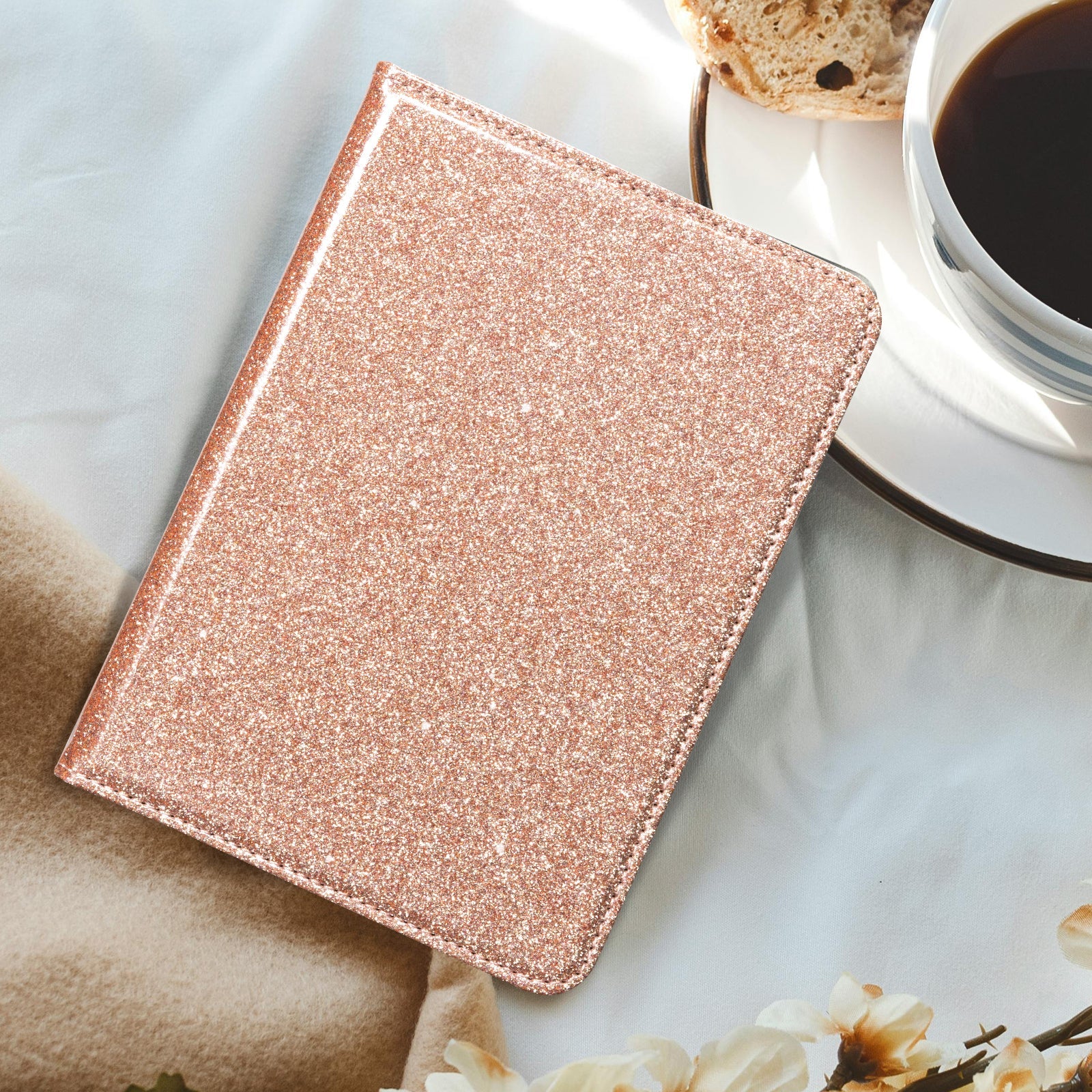 Senyu Rose Gold Glitter Kindle Basic 6 Inch Case With Stand