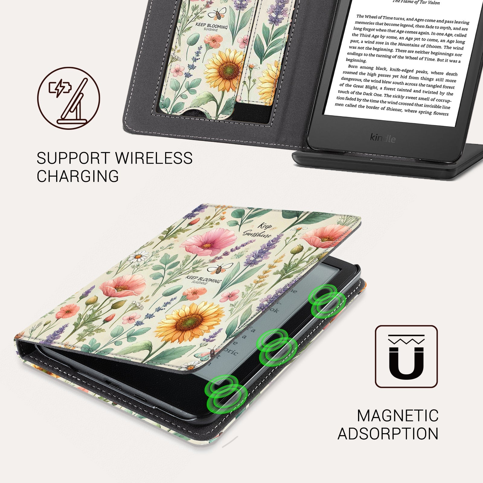 Eden Sunshine Garden Kindle Basic 6 Inch Case With Stand