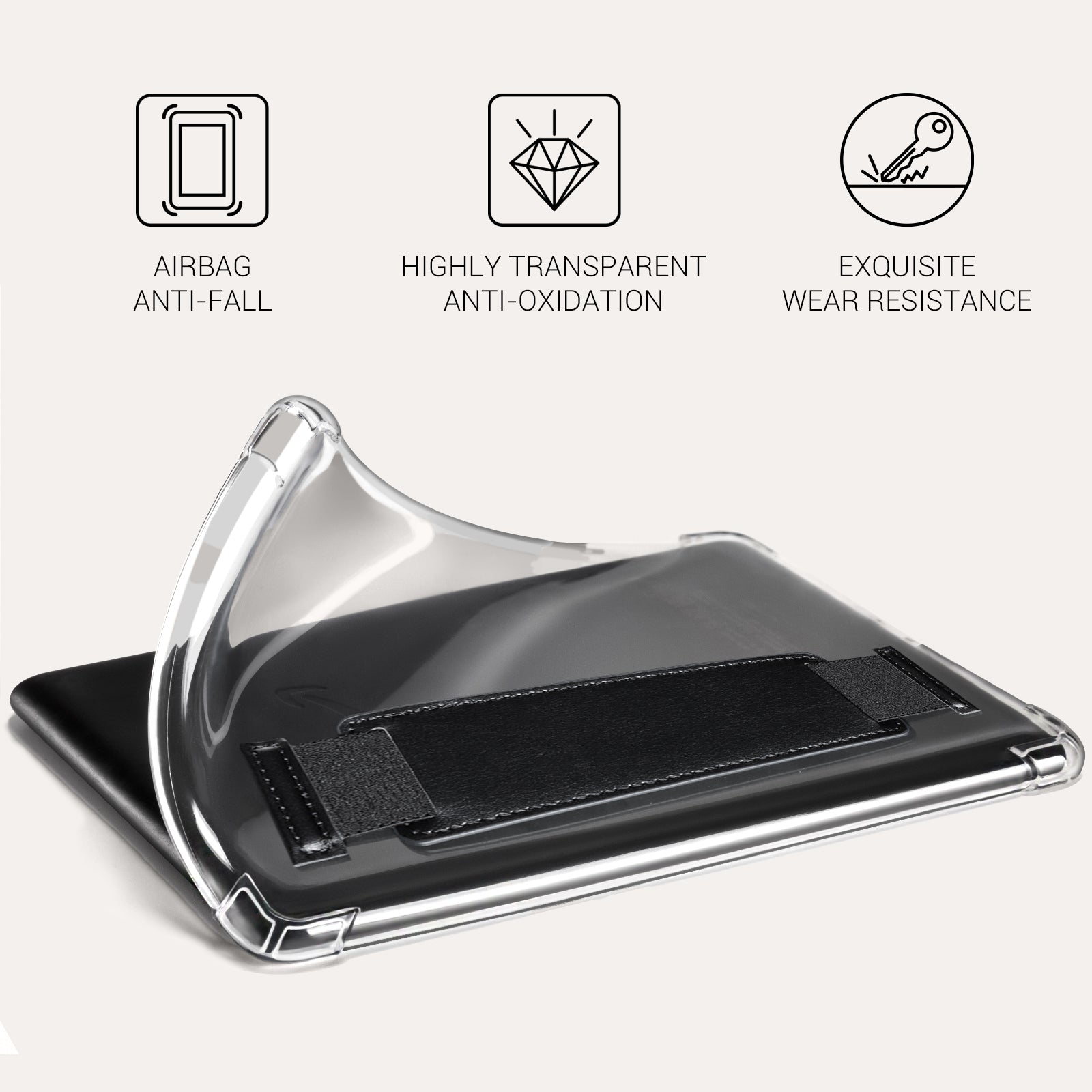 Kindle Paperwhite 12th Gen (2024 7 inch) Clear with Hand Strap Case#Color_Black