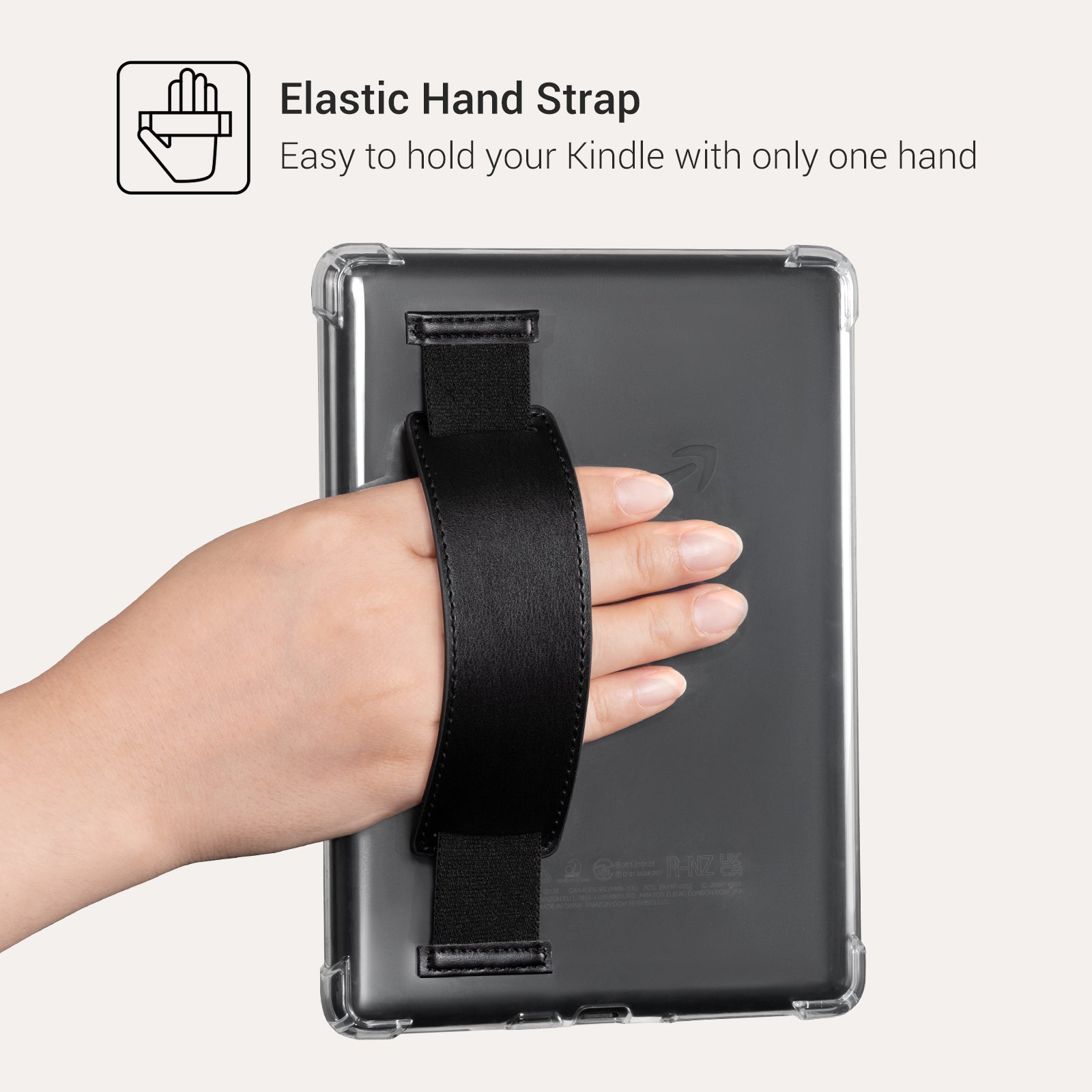 Kindle Paperwhite 12th Gen (2024 7 inch) Clear with Hand Strap Case#Color_Black