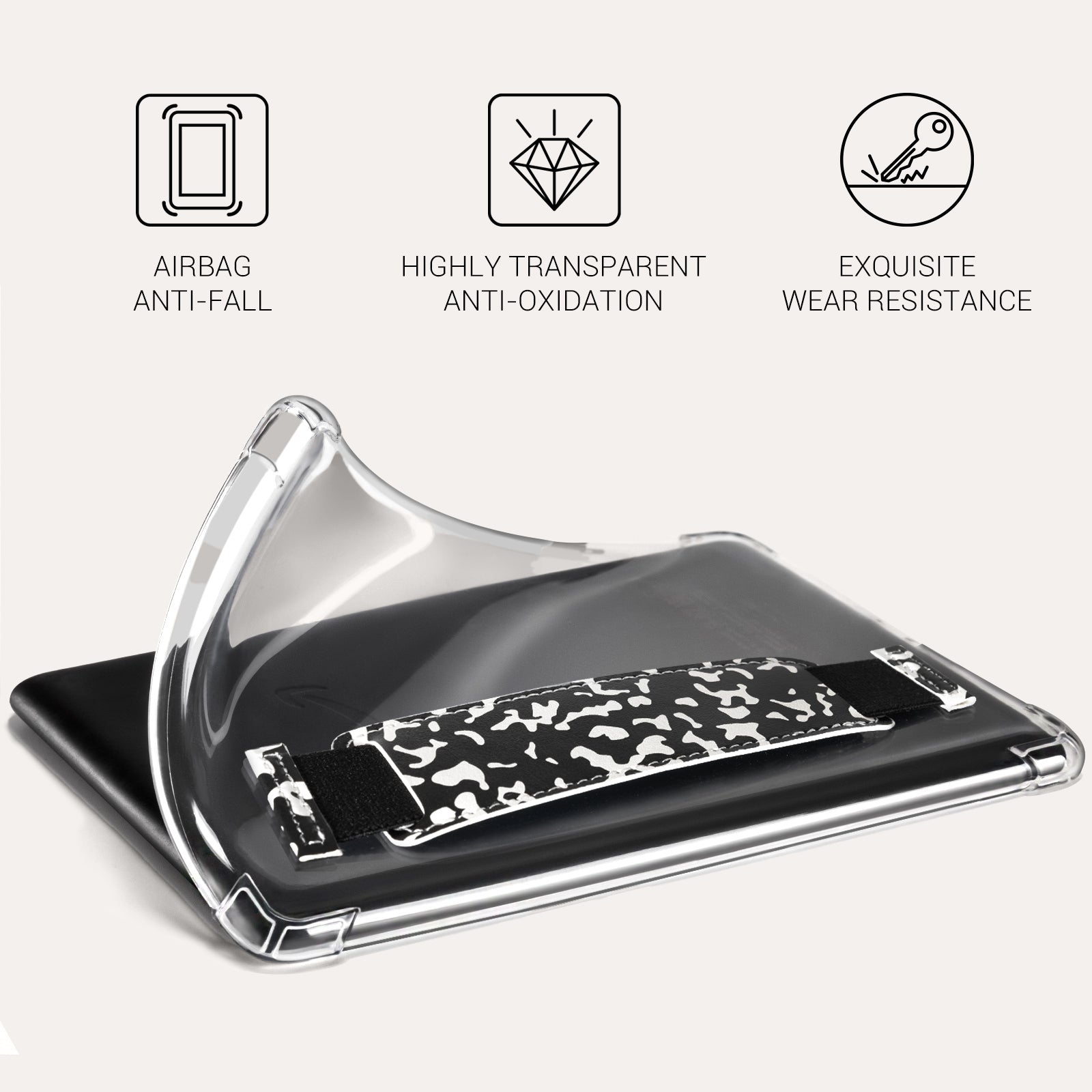 Kindle Paperwhite 12th Gen (2024 7 inch) Clear with Hand Strap Case#Color_Black Notebook