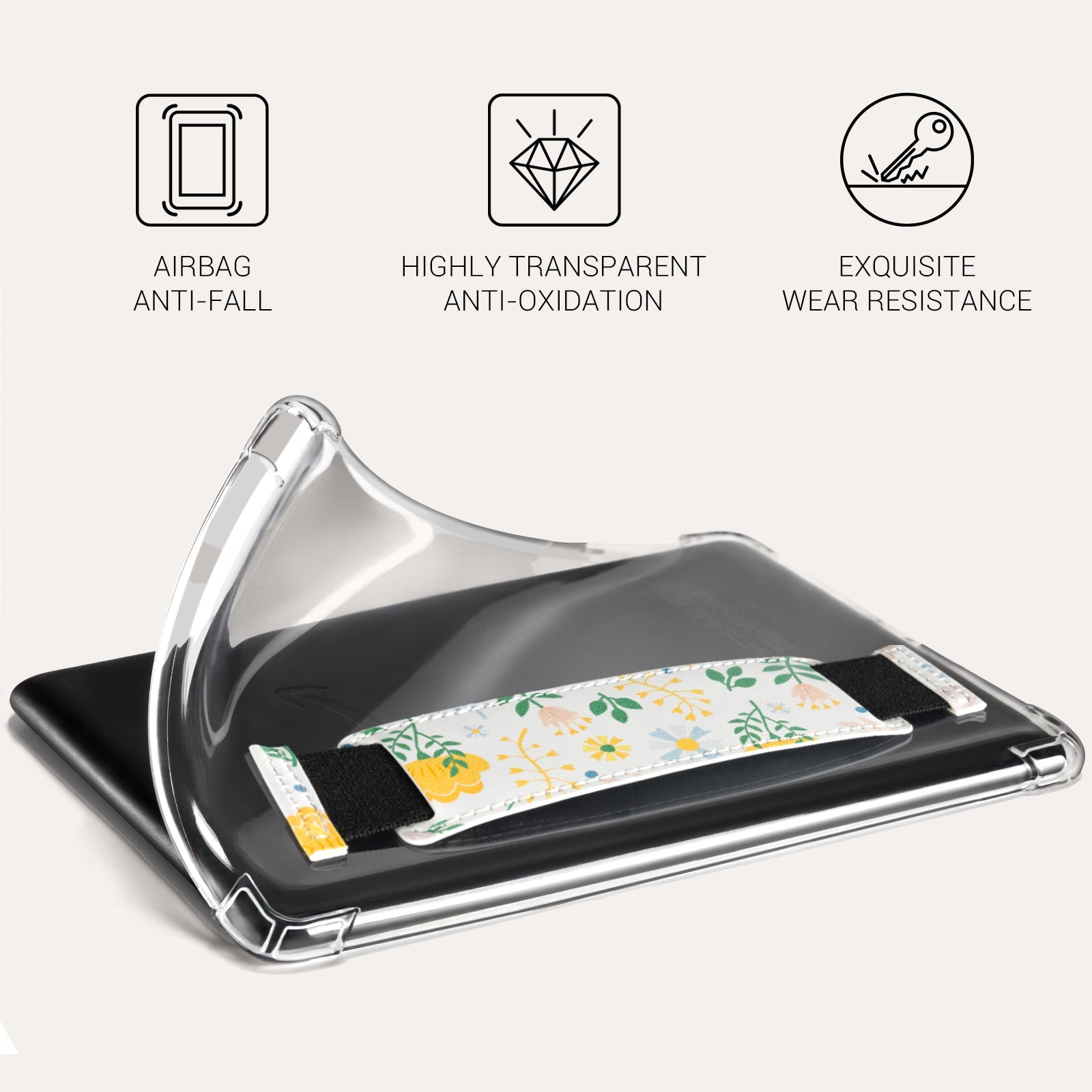 Kindle Paperwhite 12th Gen (2024 7 inch) Clear with Hand Strap Case#Color_Butterfly Flower
