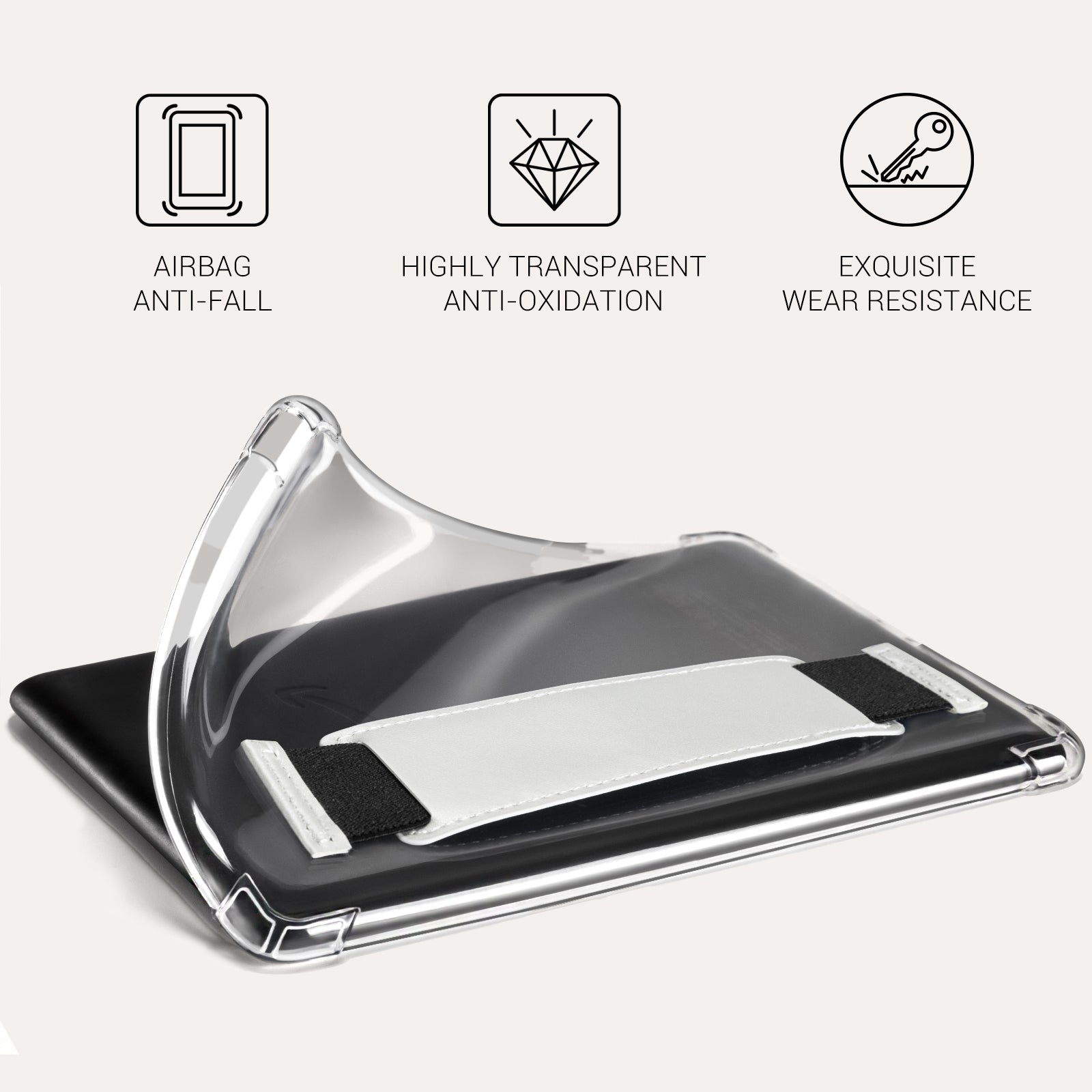 Kindle Paperwhite 12th Gen (2024 7 inch) Clear with Hand Strap Case#Color_Candlelight Silver