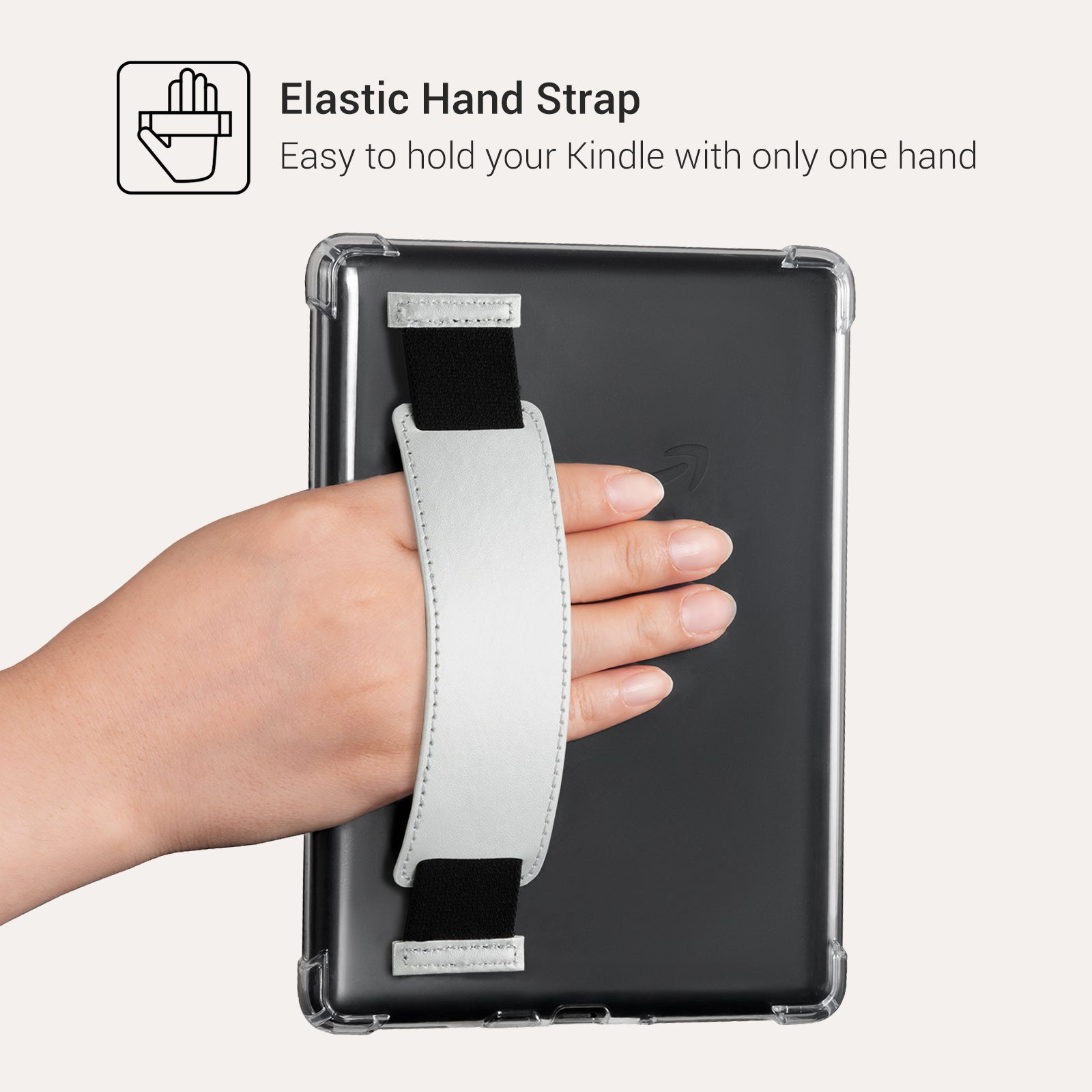 Kindle Paperwhite 12th Gen (2024 7 inch) Clear with Hand Strap Case#Color_Candlelight Silver