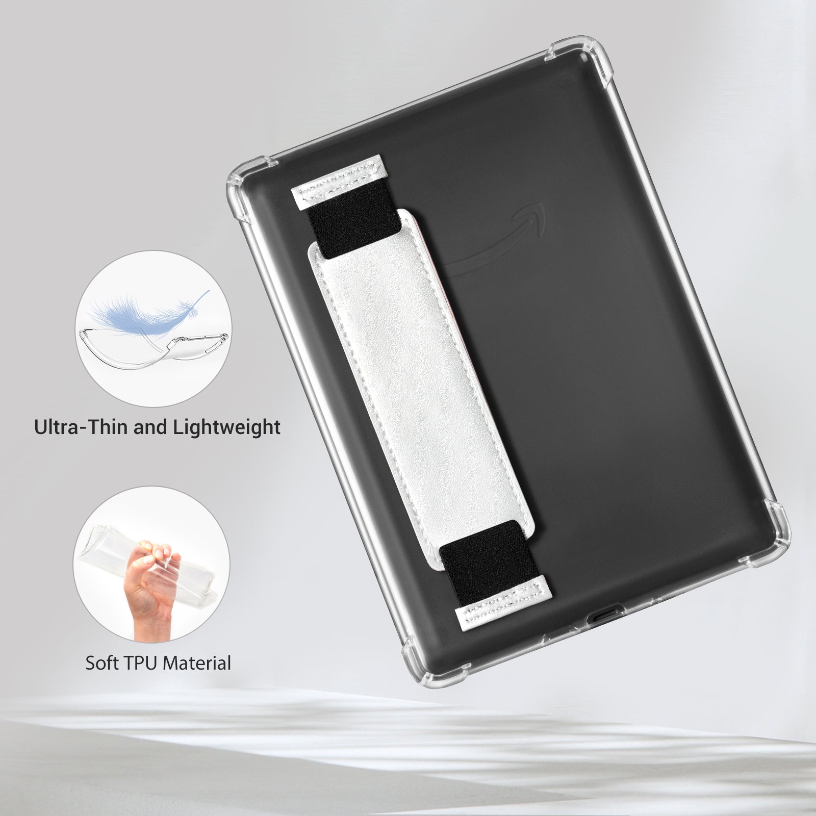 Kindle Paperwhite 12th Gen (2024 7 inch) Clear with Hand Strap Case#Color_Candlelight Silver