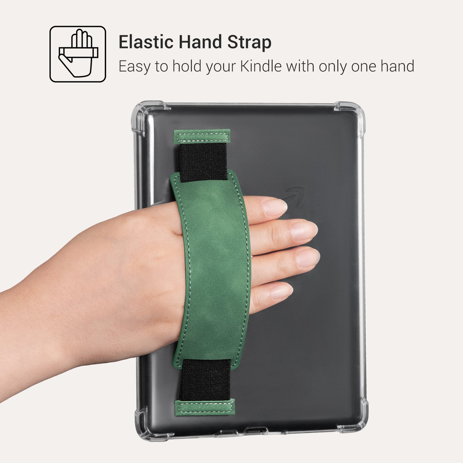 Kindle Paperwhite 12th Gen (2024 7 inch) Clear with Hand Strap Case#Color_Emerald Green