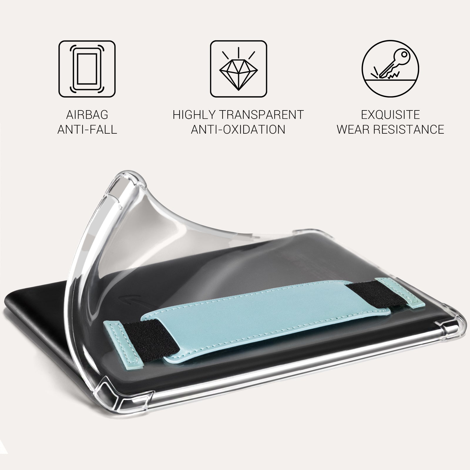 Kindle Paperwhite 12th Gen (2024 7 inch) Clear with Hand Strap Case#Color_Lake Green