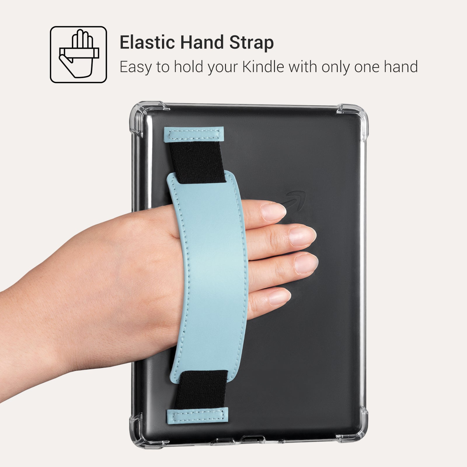 Kindle Paperwhite 12th Gen (2024 7 inch) Clear with Hand Strap Case#Color_Lake Green