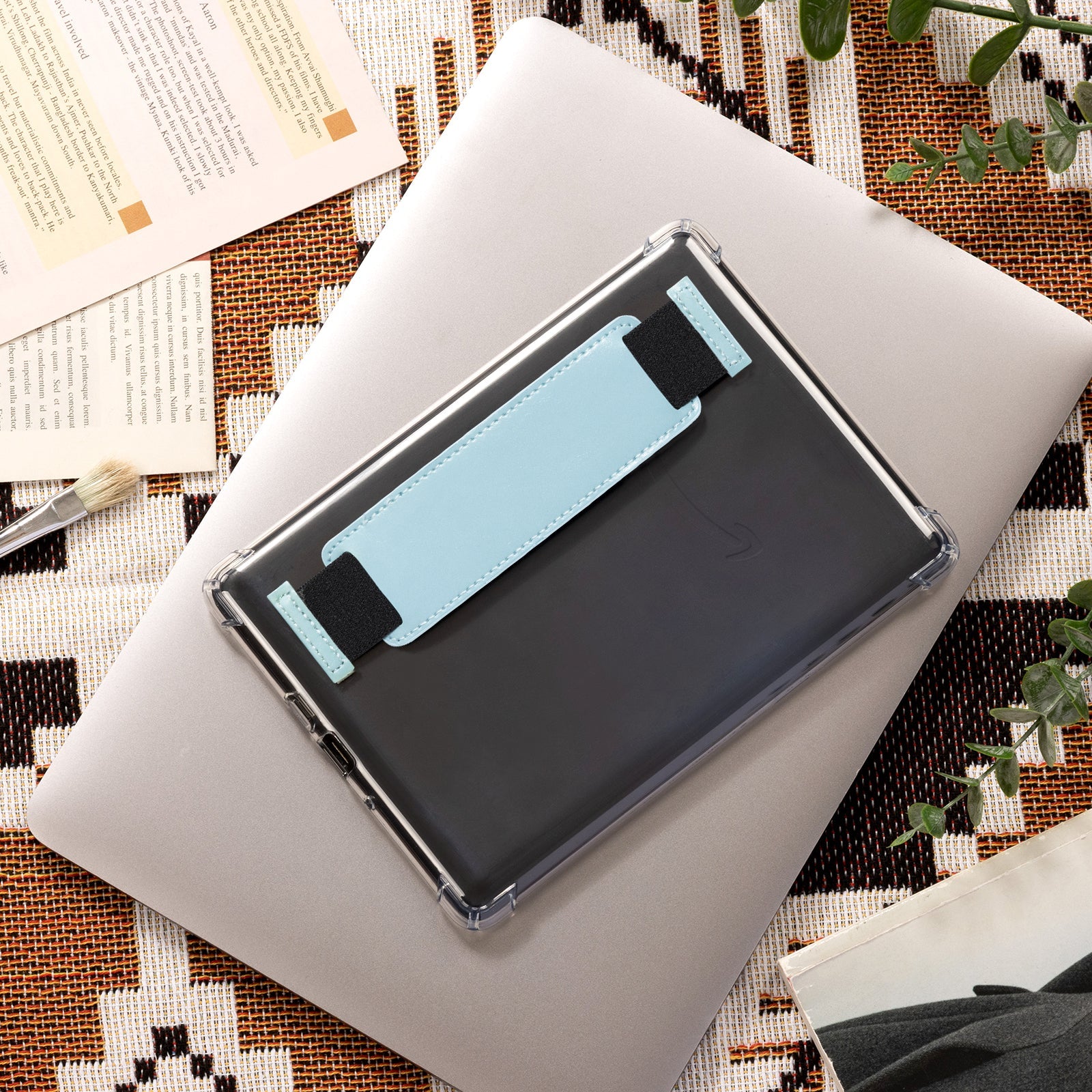 Kindle Paperwhite 12th Gen (2024 7 inch) Clear with Hand Strap Case#Color_Lake Green