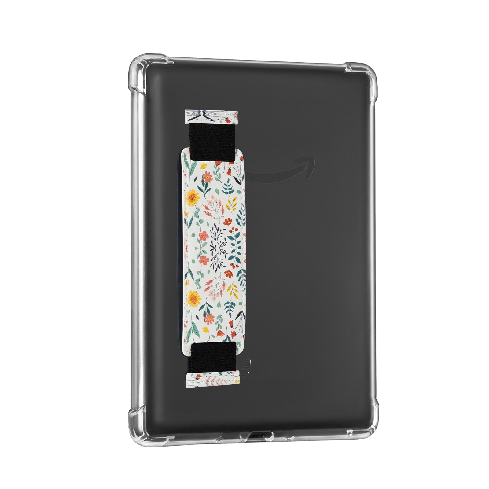 Kindle Paperwhite 12th Gen (2024 7 inch) Clear with Hand Strap Case#Color_Light Green Background with Sea of Flowers