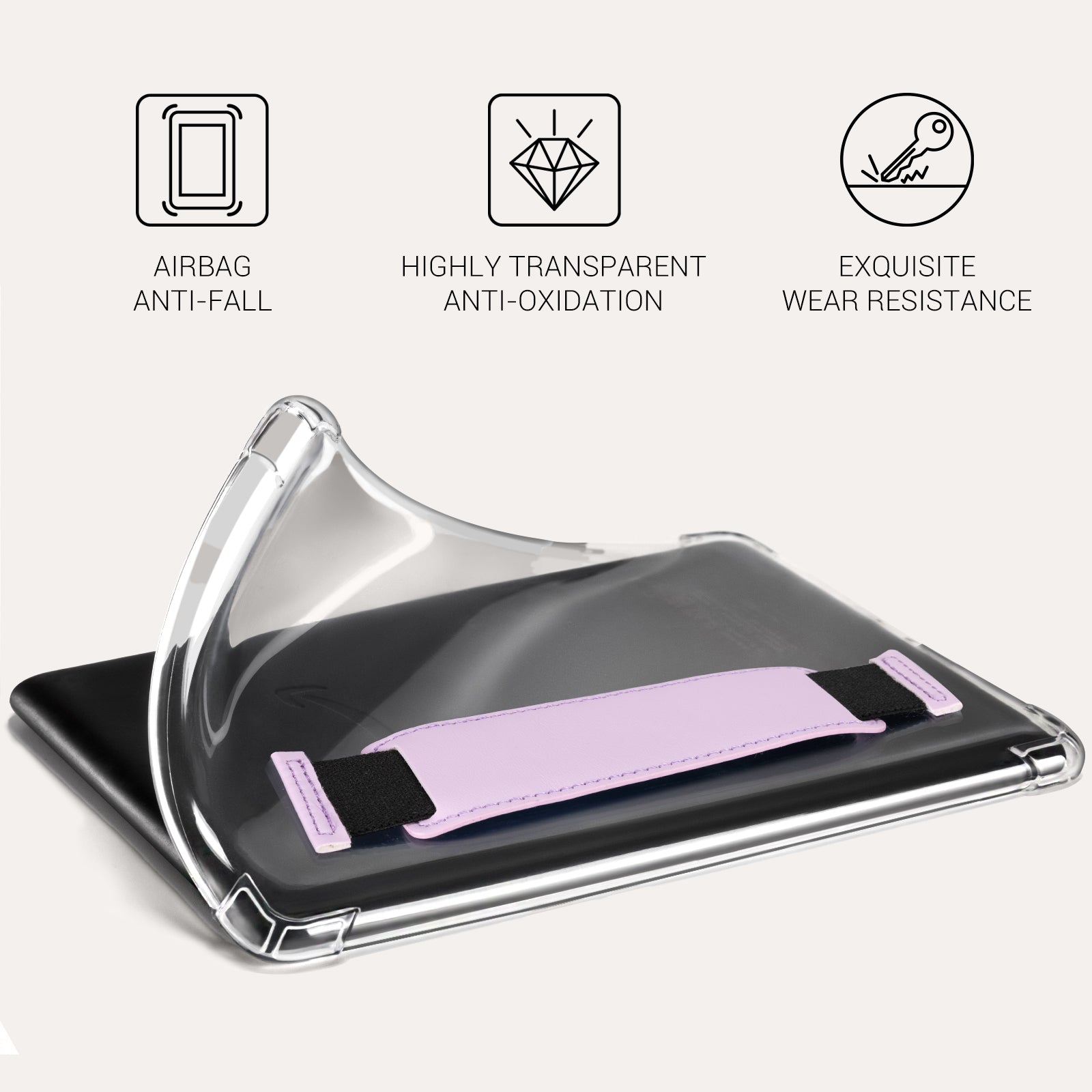 Kindle Paperwhite 12th Gen (2024 7 inch) Clear with Hand Strap Case#Color_Lilac Purple