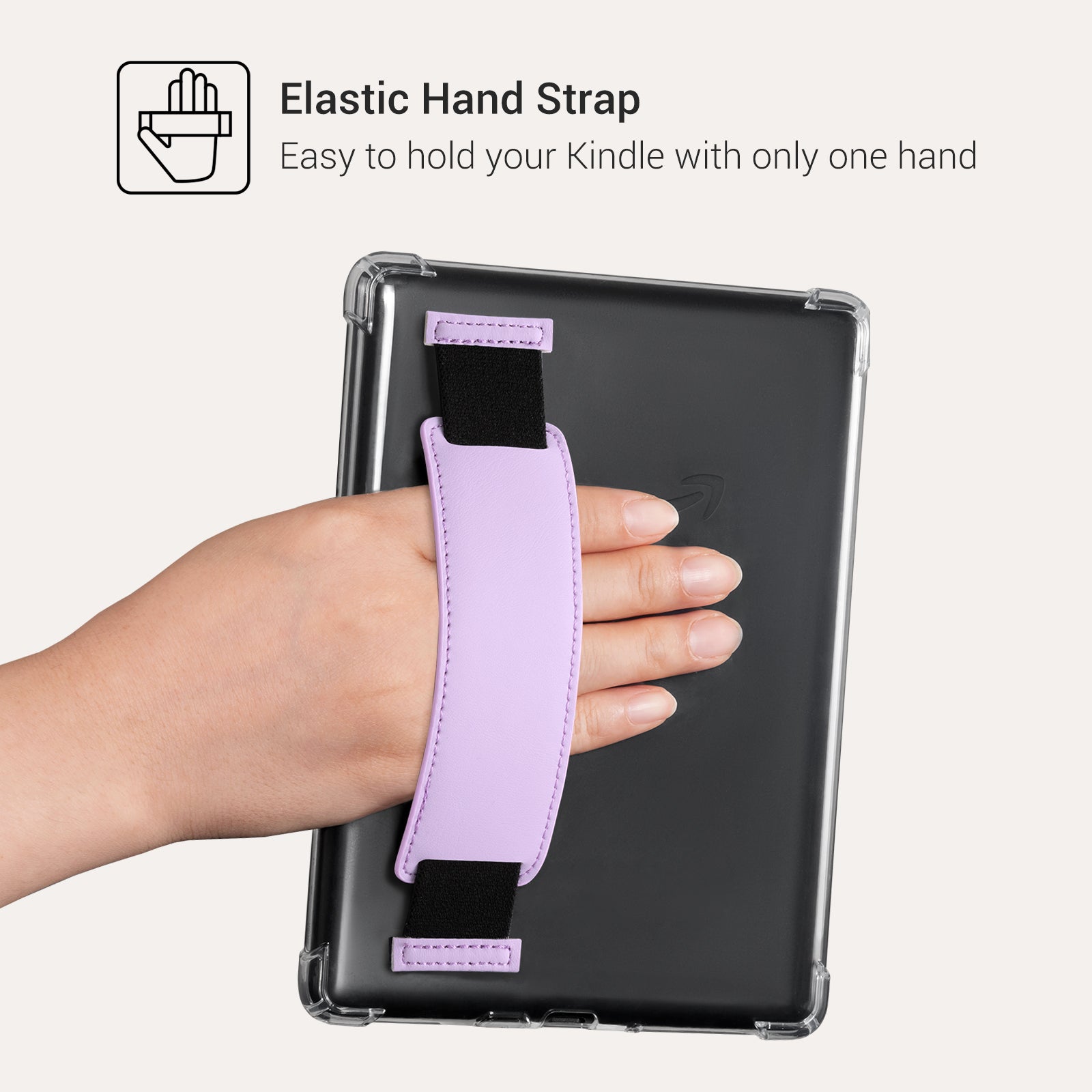 Kindle Paperwhite 12th Gen (2024 7 inch) Clear with Hand Strap Case#Color_Lilac Purple