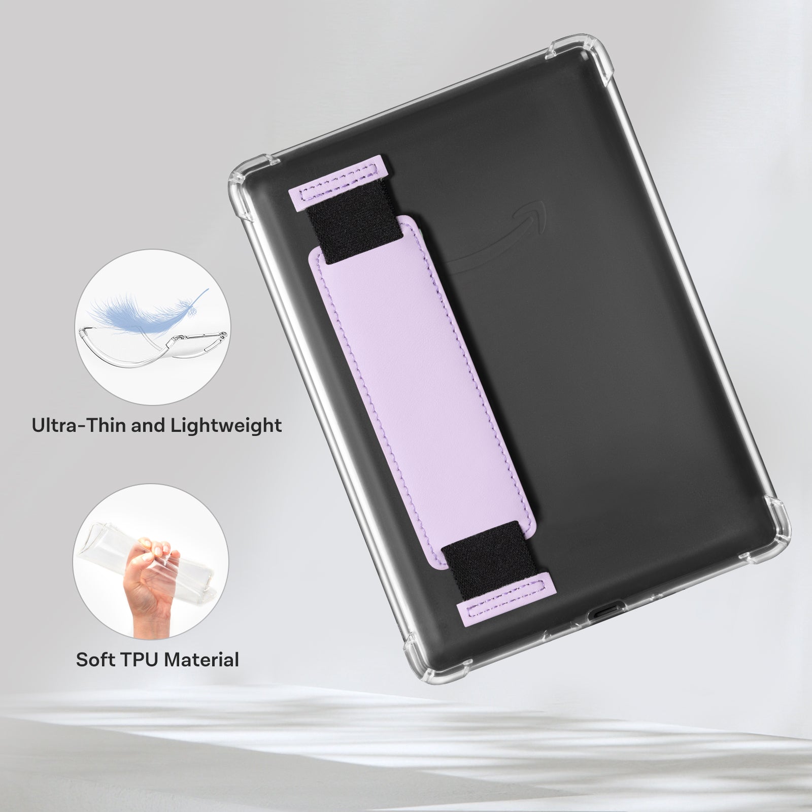 Kindle Paperwhite 12th Gen (2024 7 inch) Clear with Hand Strap Case#Color_Lilac Purple