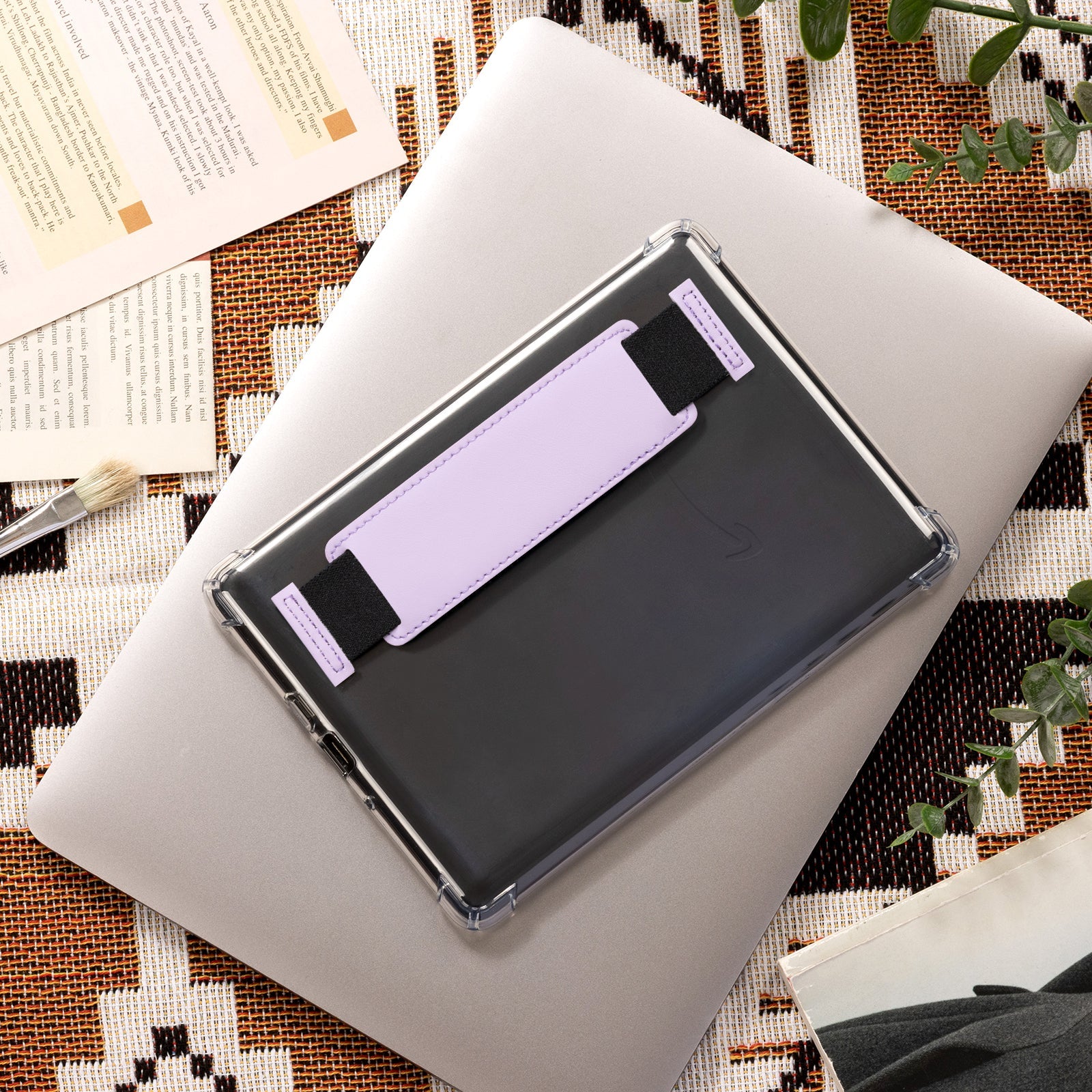 Kindle Paperwhite 12th Gen (2024 7 inch) Clear with Hand Strap Case#Color_Lilac Purple