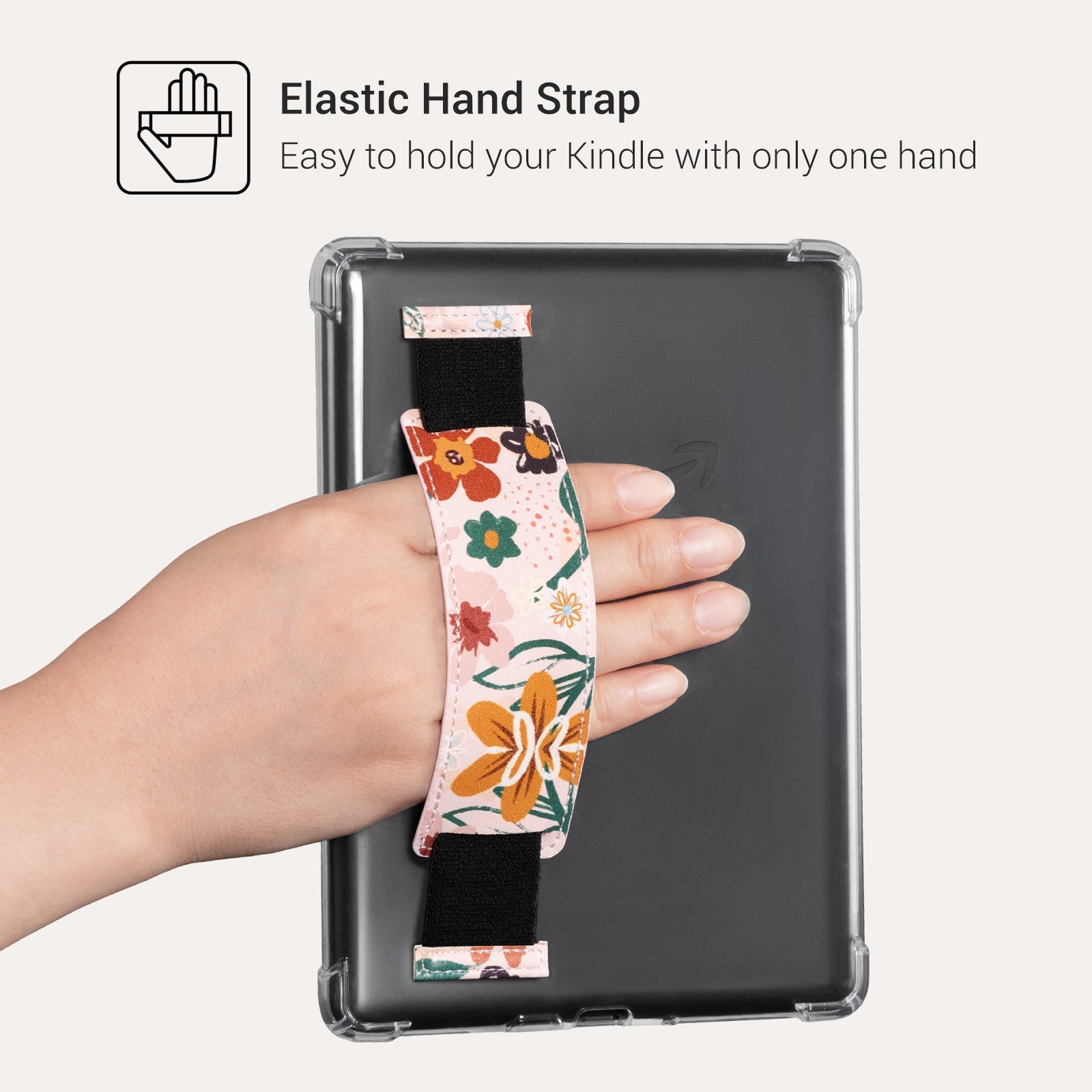 Kindle Paperwhite 12th Gen (2024 7 inch) Clear with Hand Strap Case#Color_Orange Jasmine