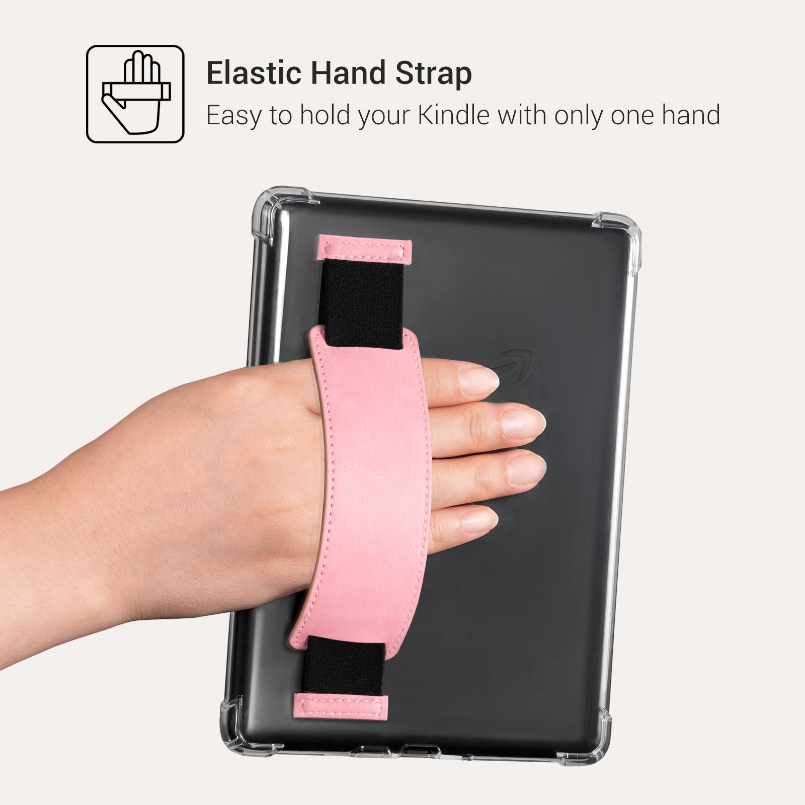 Kindle Paperwhite 12th Gen (2024 7 inch) Clear with Hand Strap Case#Color_R64 Pink