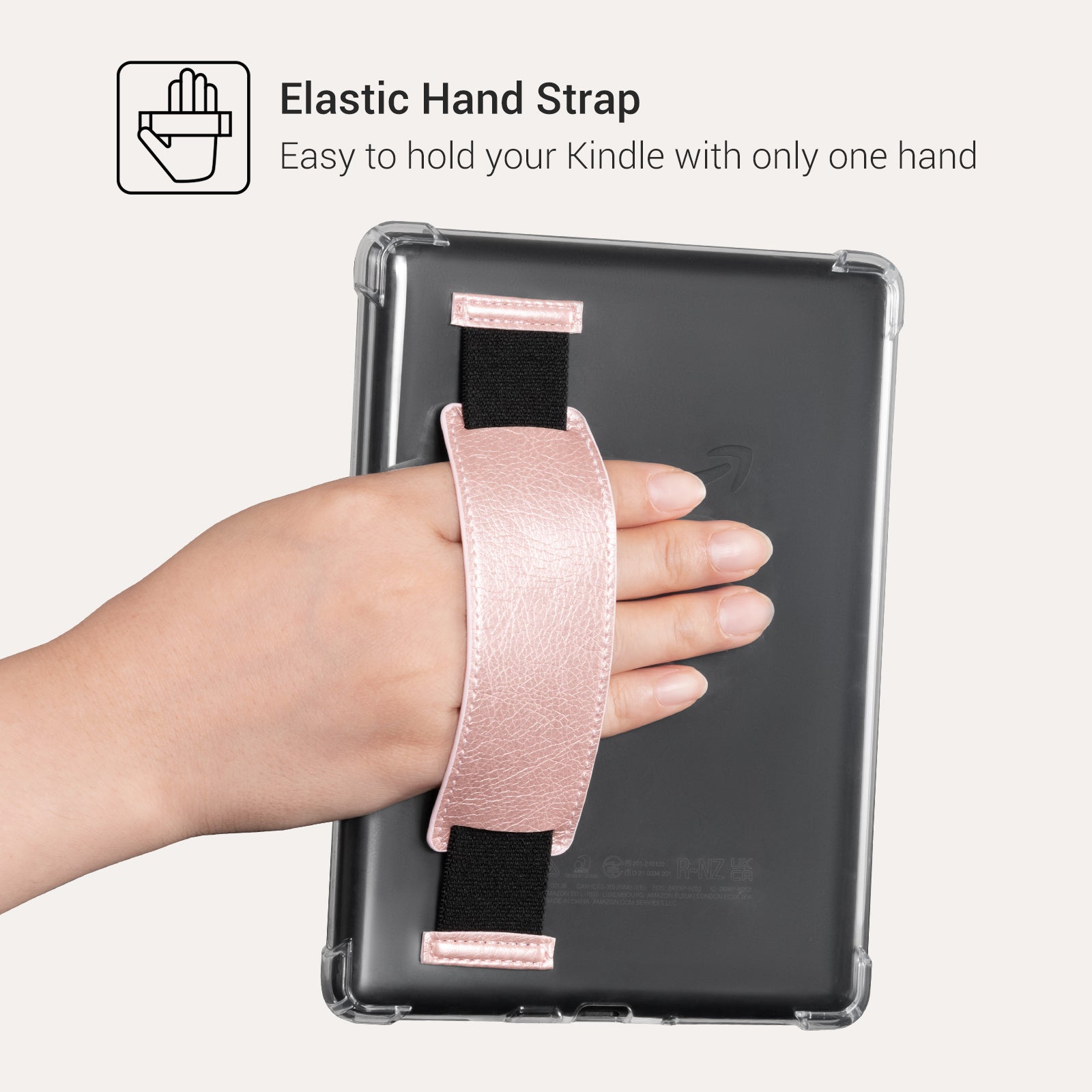 Kindle Paperwhite 12th Gen (2024 7 inch) Clear with Hand Strap Case#Color_Rose Gold