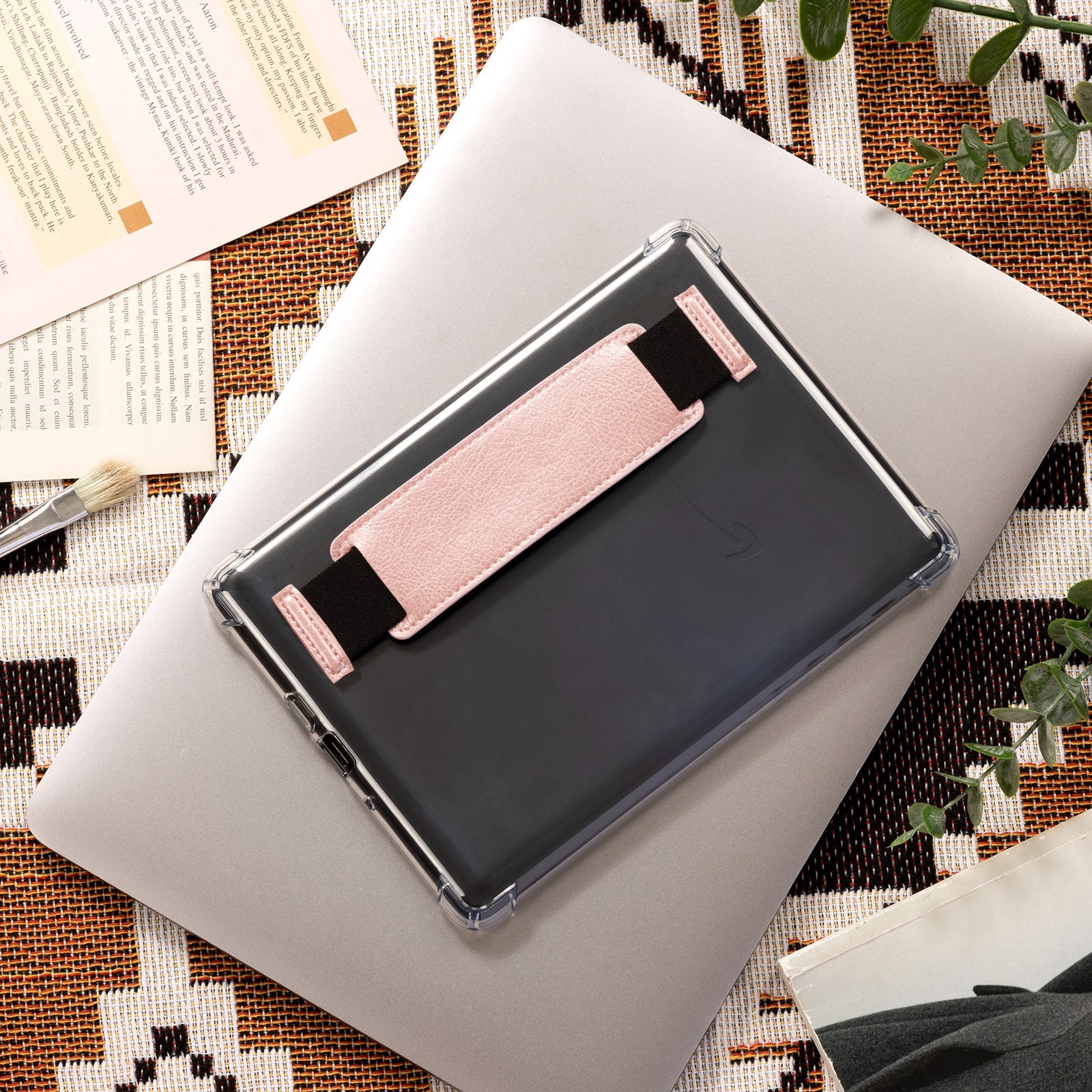 Kindle Paperwhite 12th Gen (2024 7 inch) Clear with Hand Strap Case#Color_Rose Gold